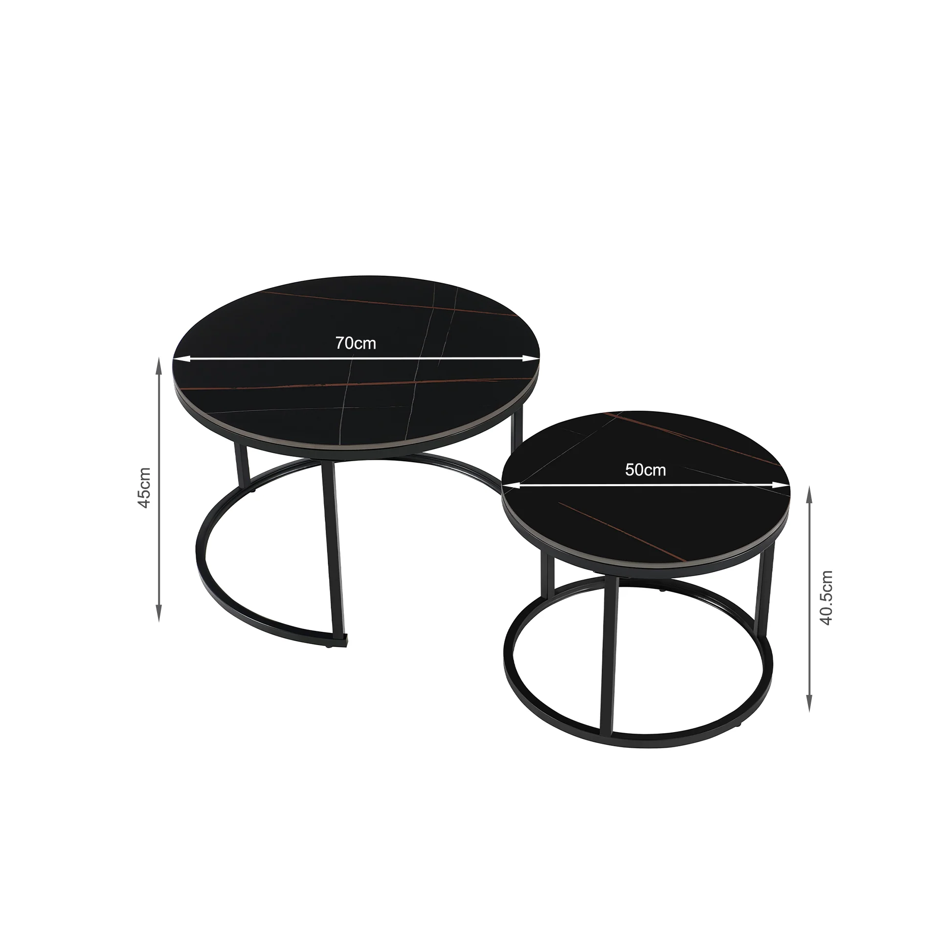 Aurelo 2pc Ceramic Coffee Table Side Table Set - Golden Black - Image 13