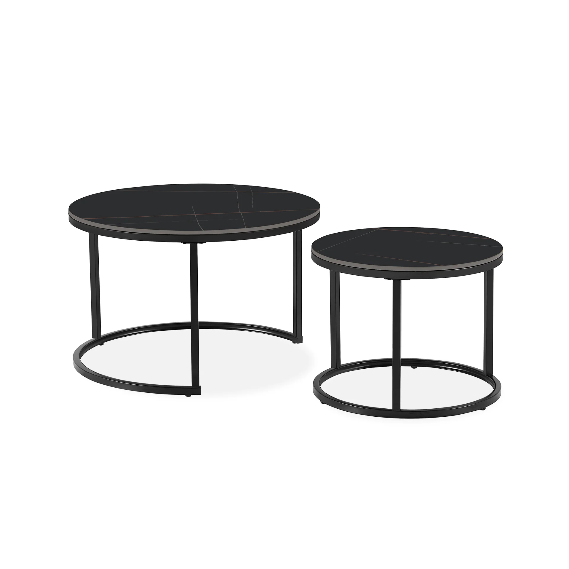 Aurelo 2pc Ceramic Coffee Table Side Table Set - Golden Black - Image 9