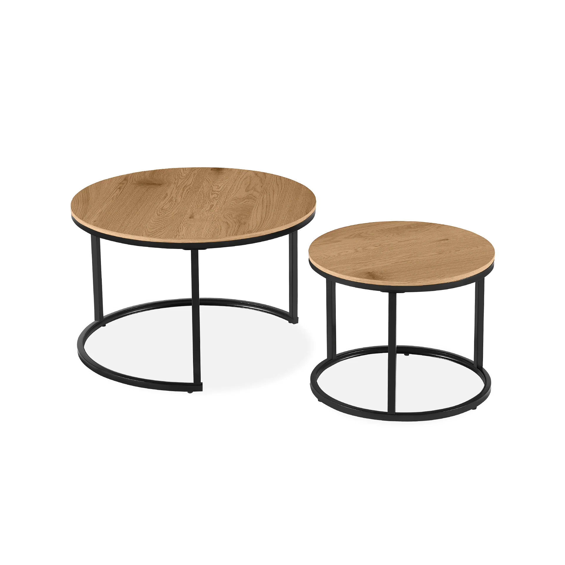 Aurelo 2pc Coffee Table Side Table Set - Oak - Image 10