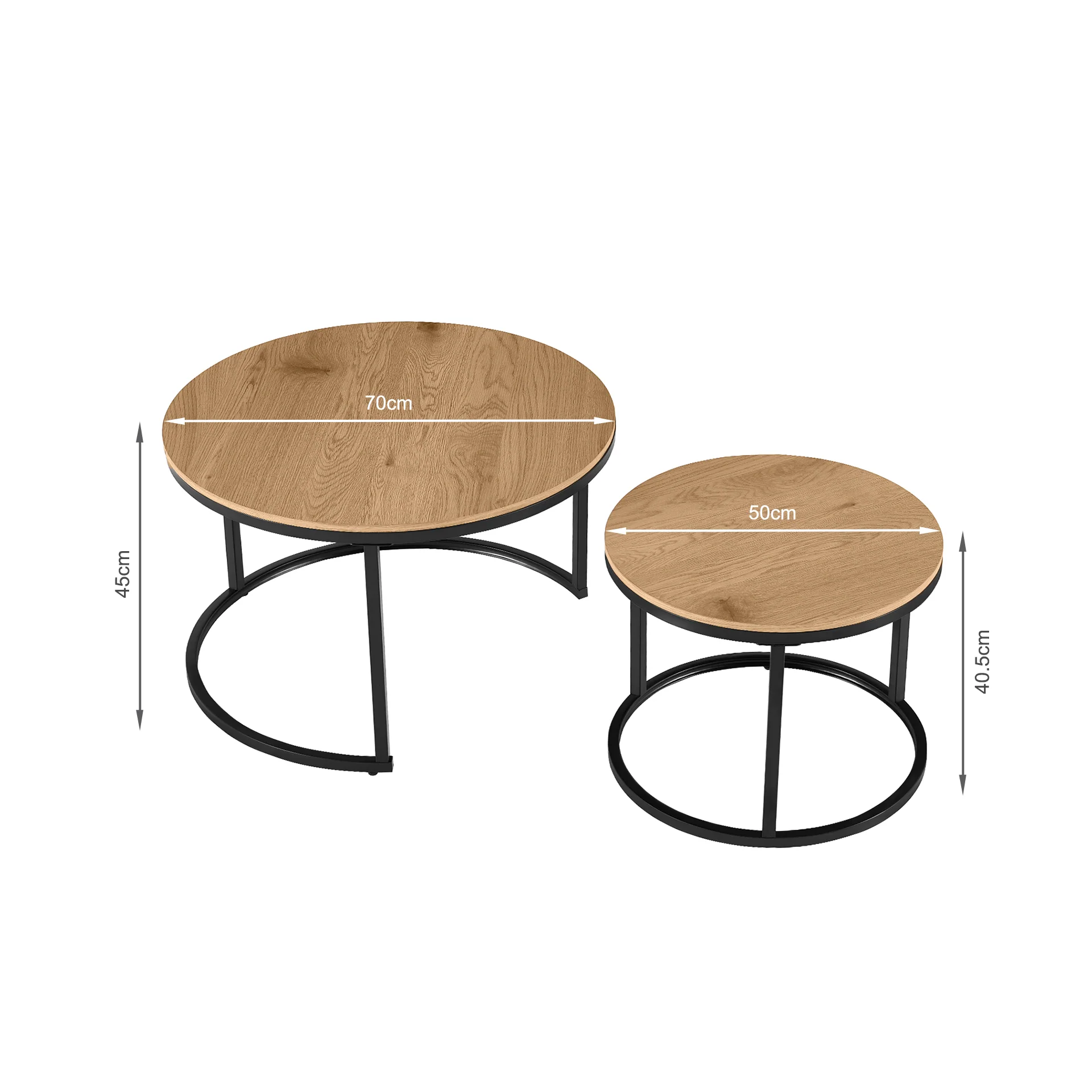 Aurelo 2pc Coffee Table Side Table Set - Oak - Image 13