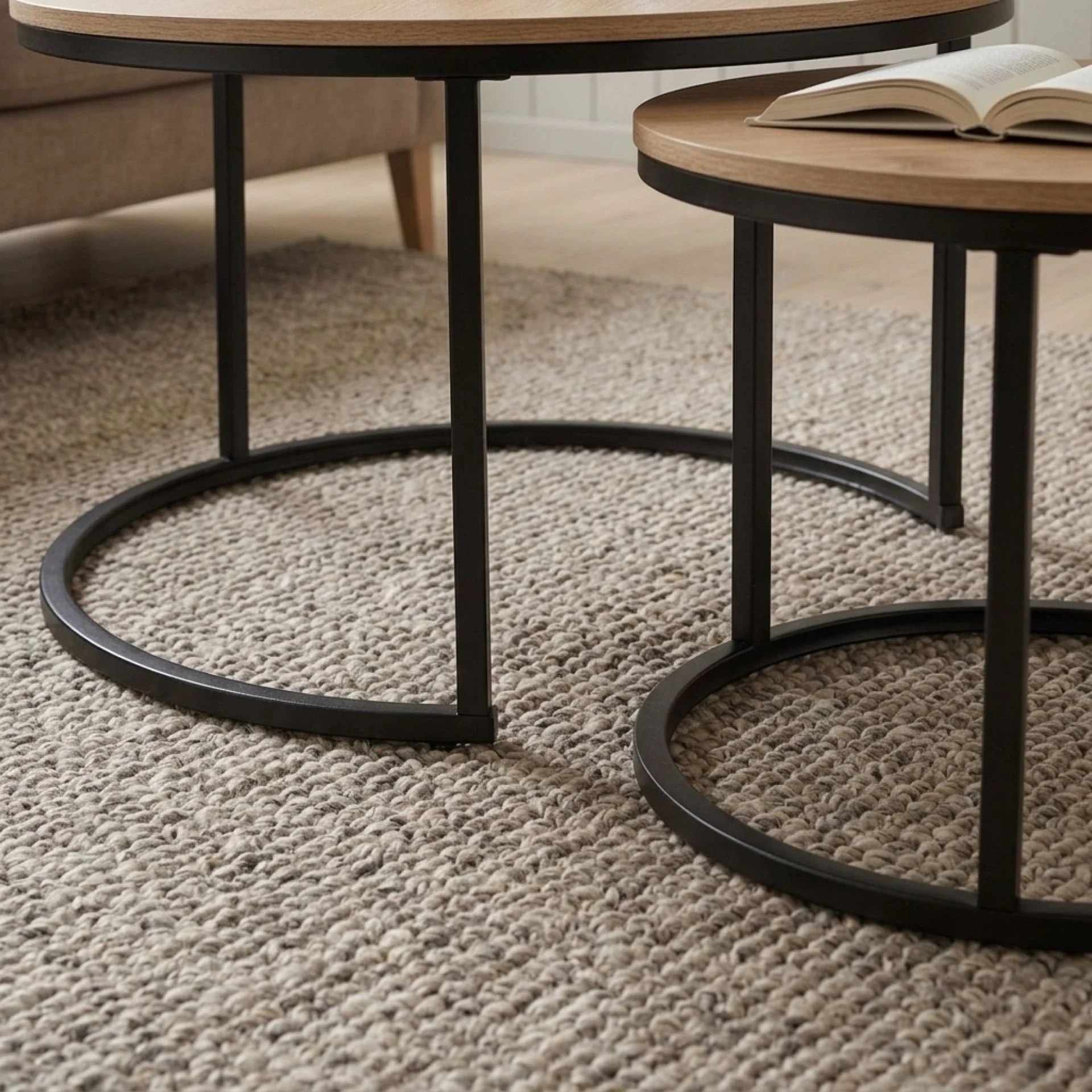 Aurelo 2pc Coffee Table Side Table Set - Oak - Image 8