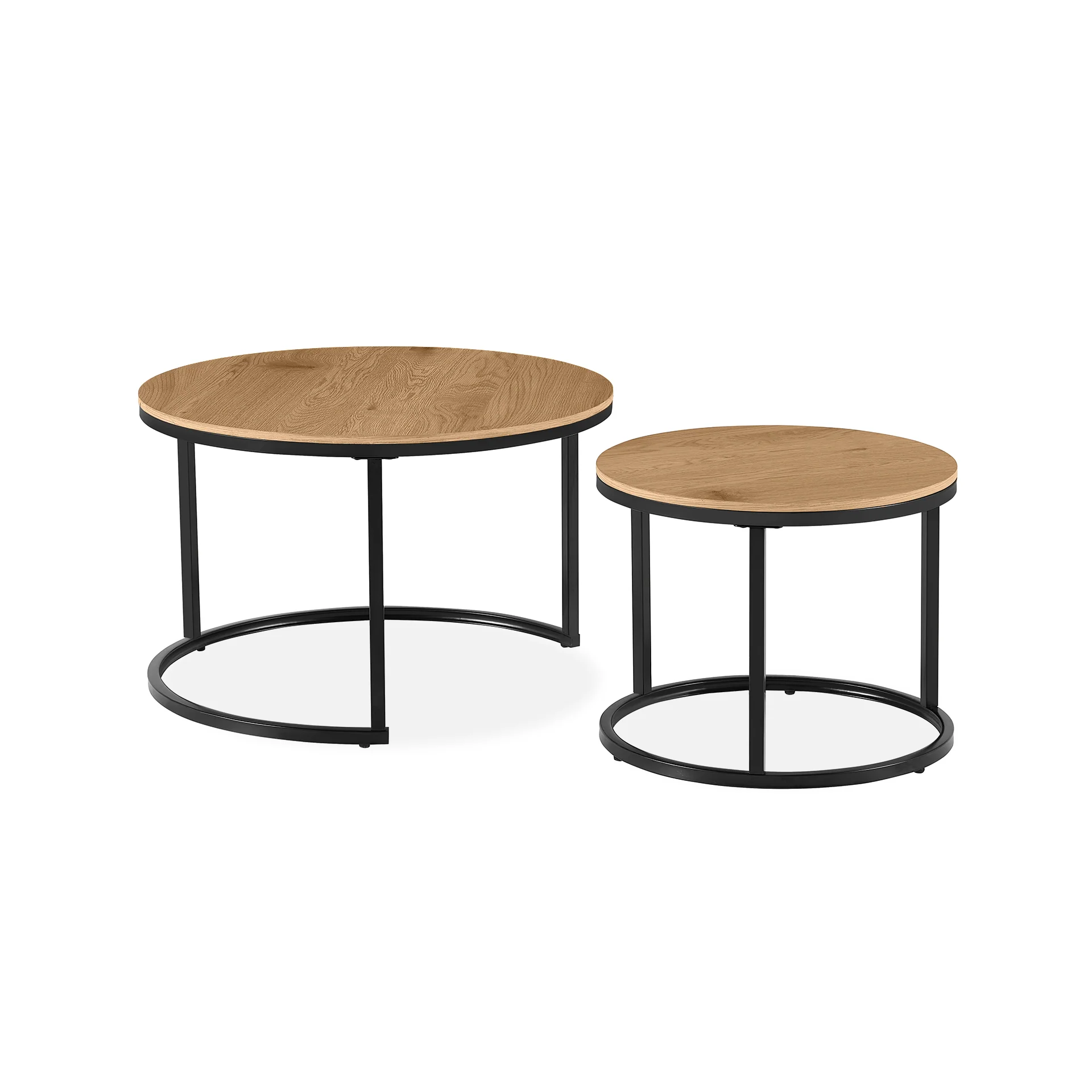 Aurelo 2pc Coffee Table Side Table Set - Oak - Image 9