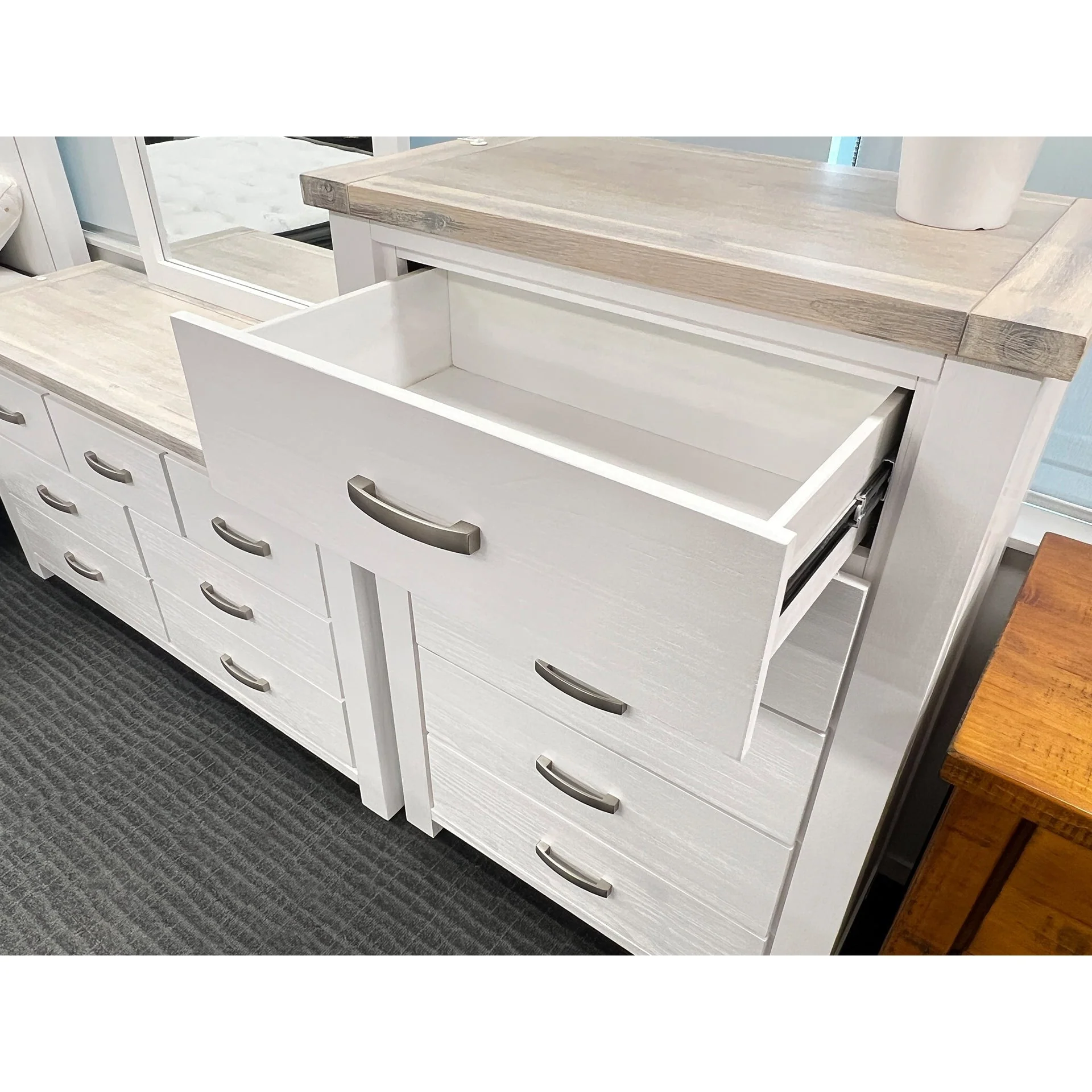 Aurora Solid Wood 5 Drawer Slim Tallboy - White - Image 6