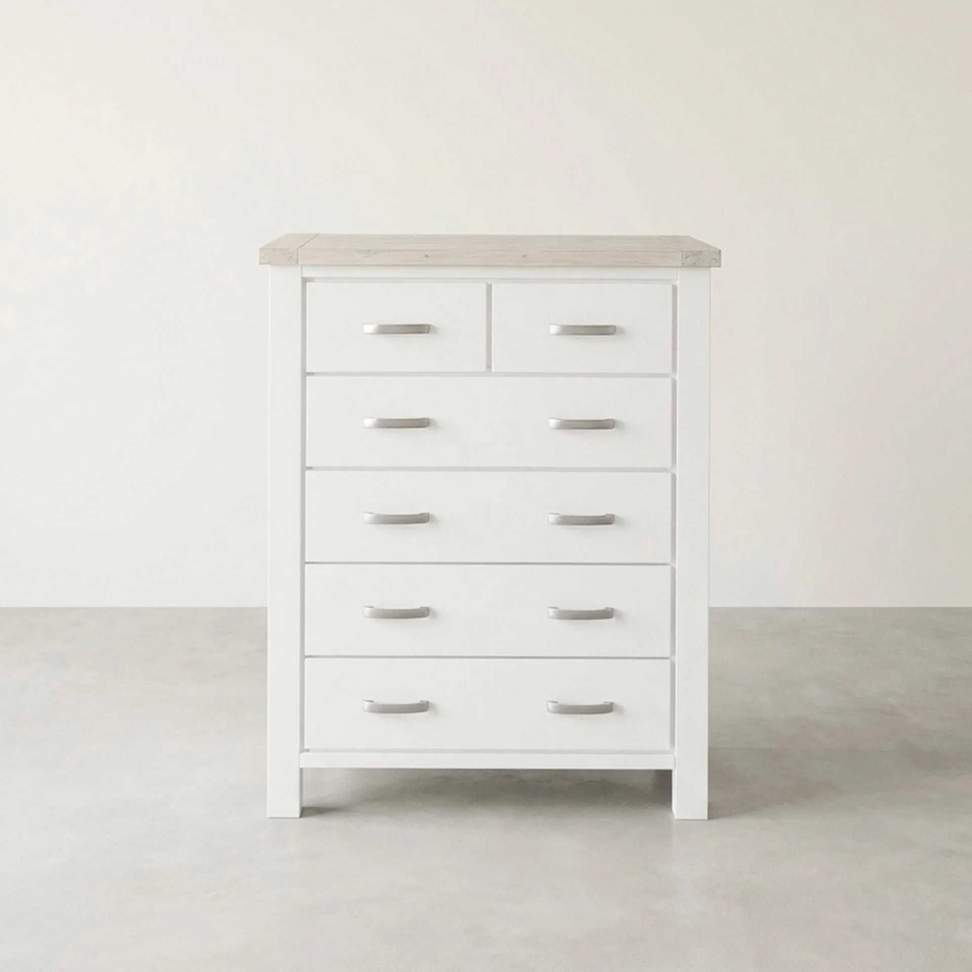 Aurora Solid Wood 6 Drawer Tallboy - White - Image 5