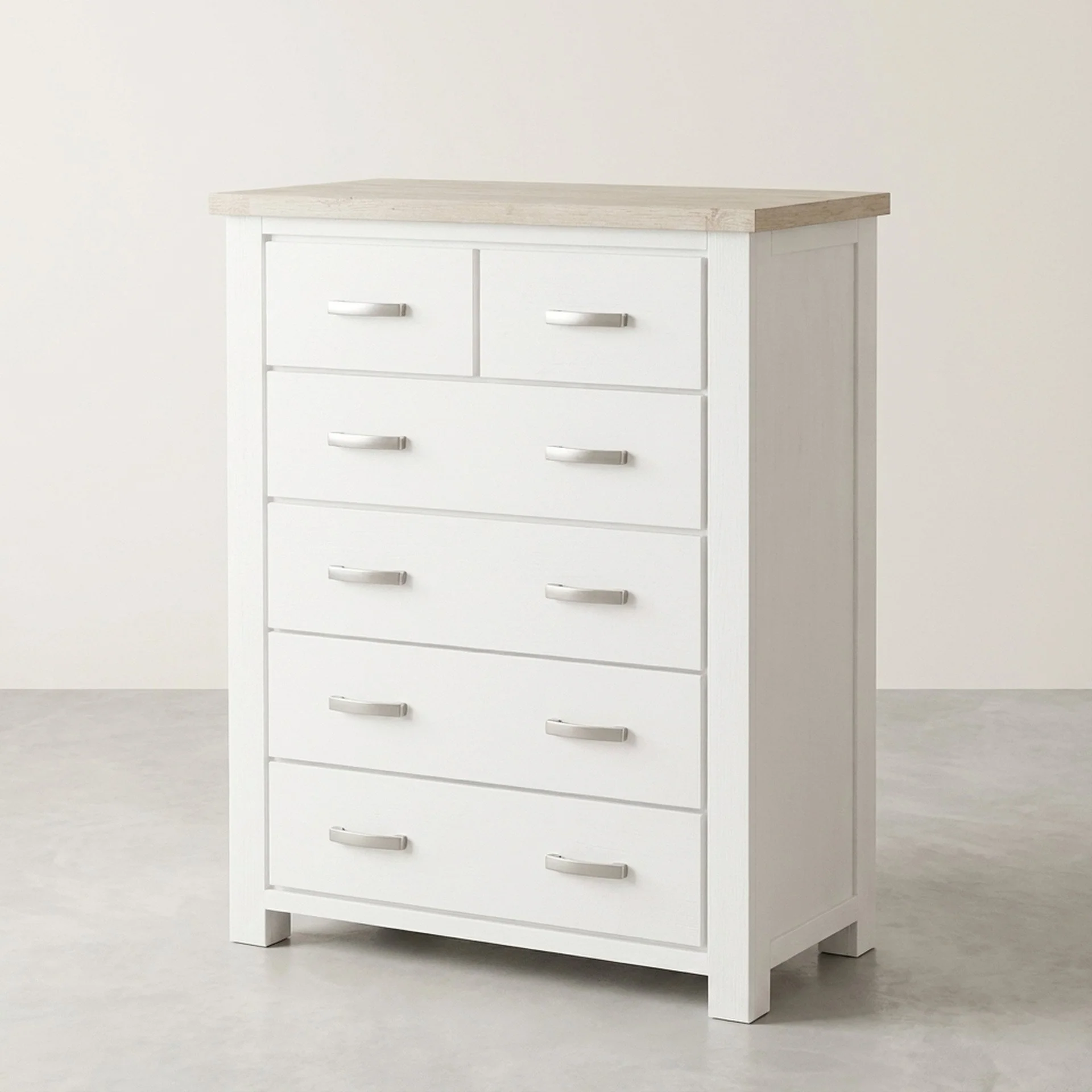 Aurora Solid Wood 6 Drawer Tallboy - White - Image 6