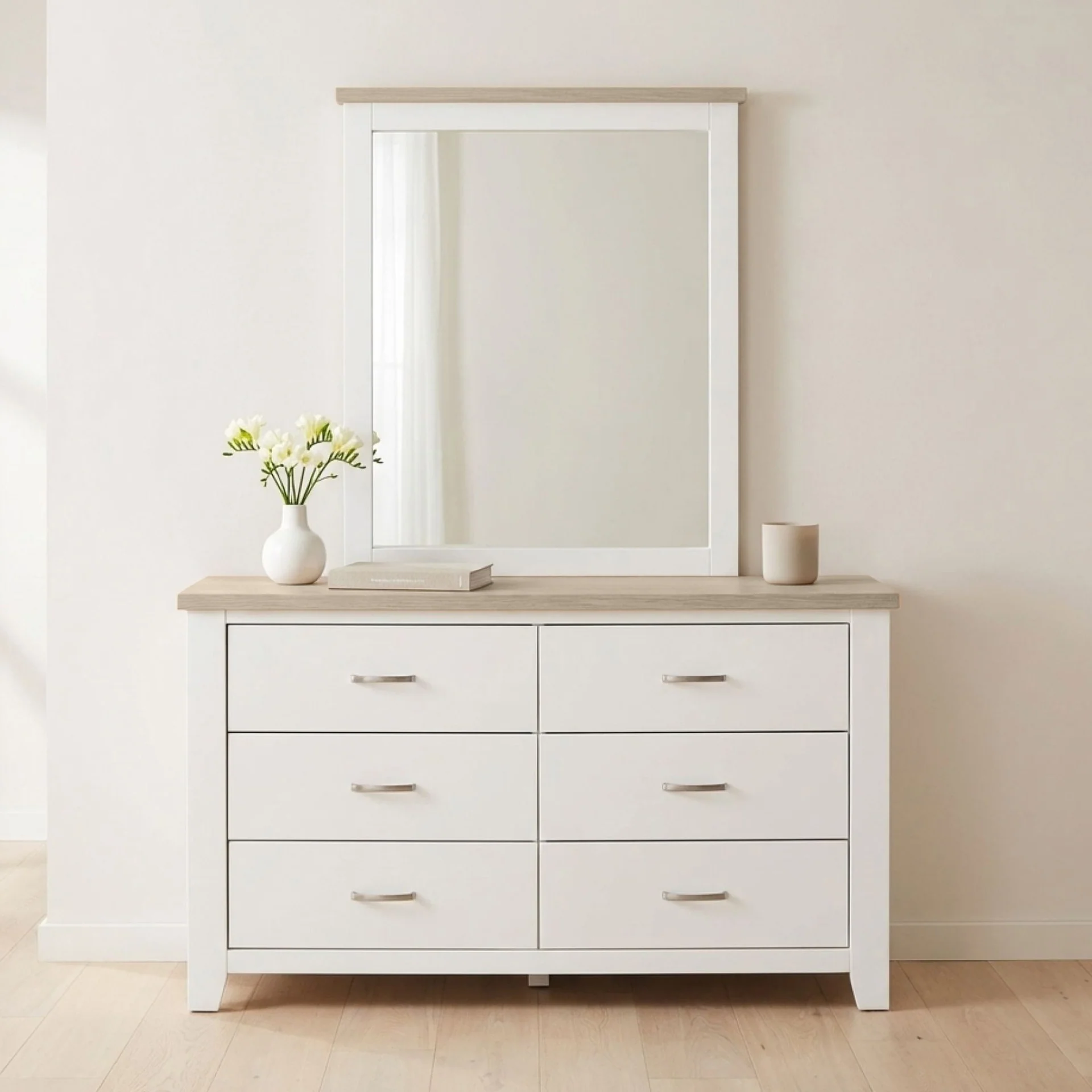 Aurora Solid Wood Mirror - White - Image 2