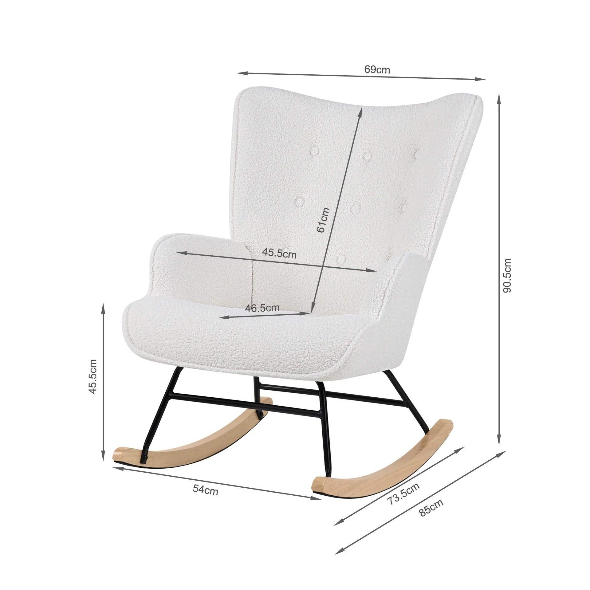 Ava Boucle Rocking Armchair - White - Image 14