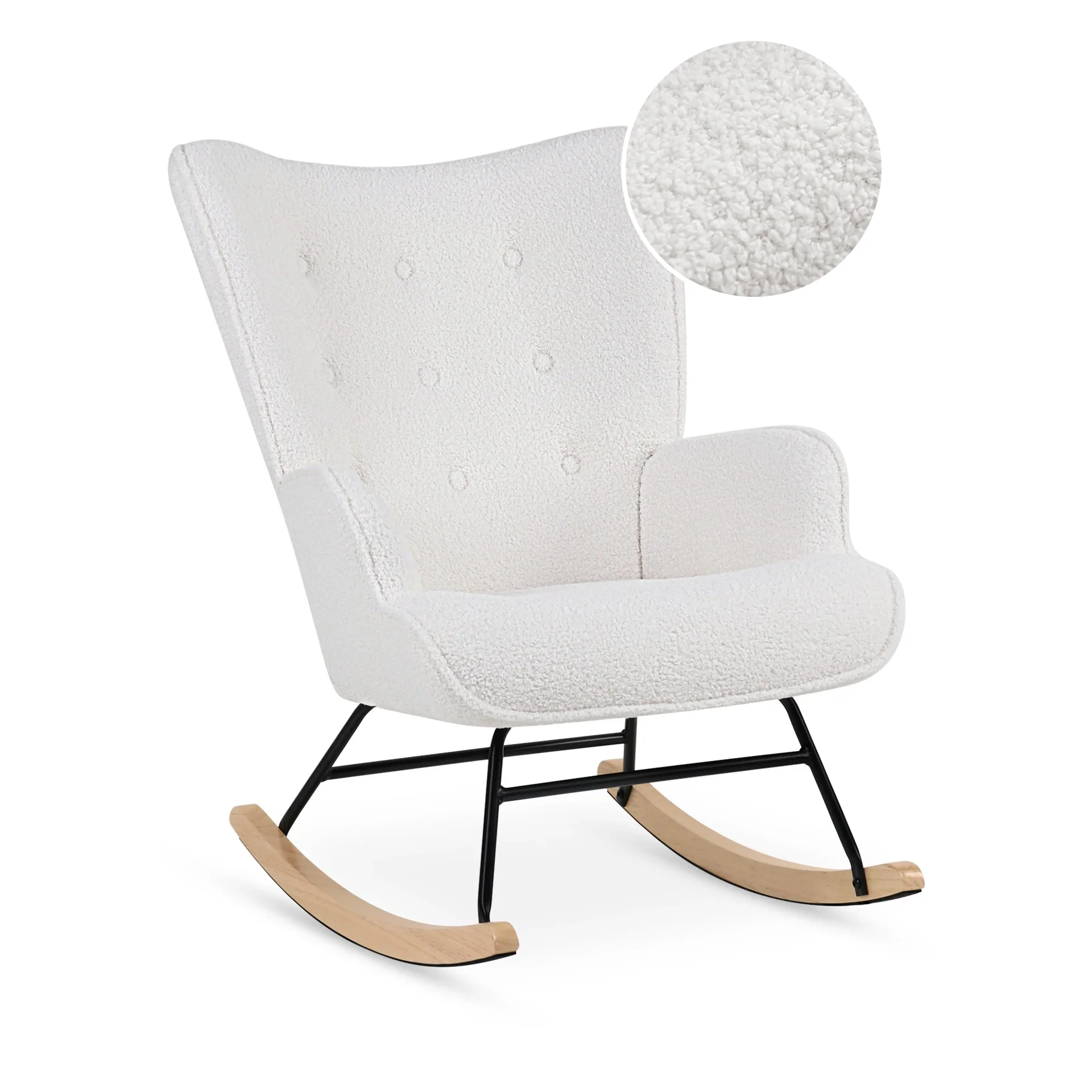 Ava Boucle Rocking Armchair - White - Image 7