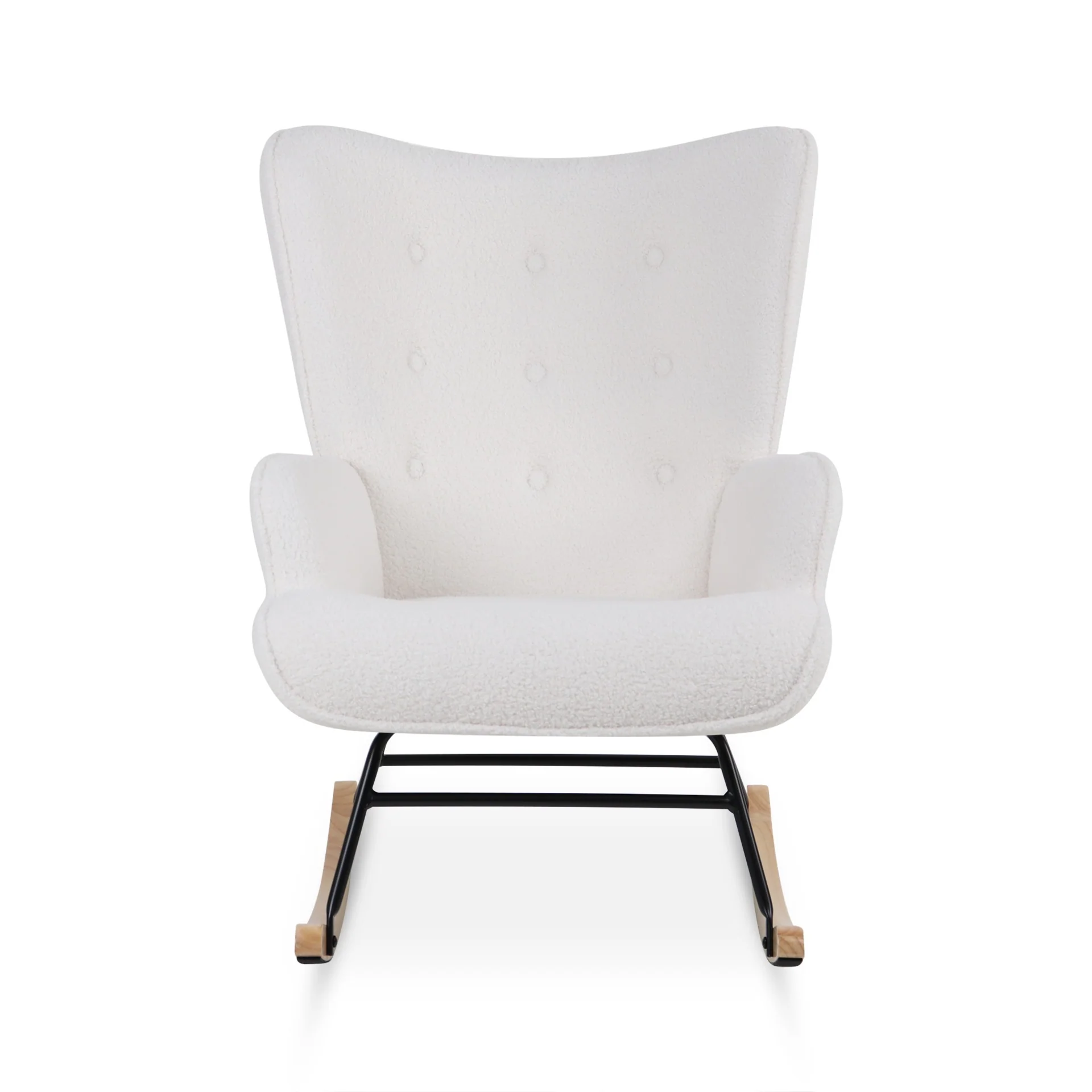 Ava Boucle Rocking Armchair - White - Image 8