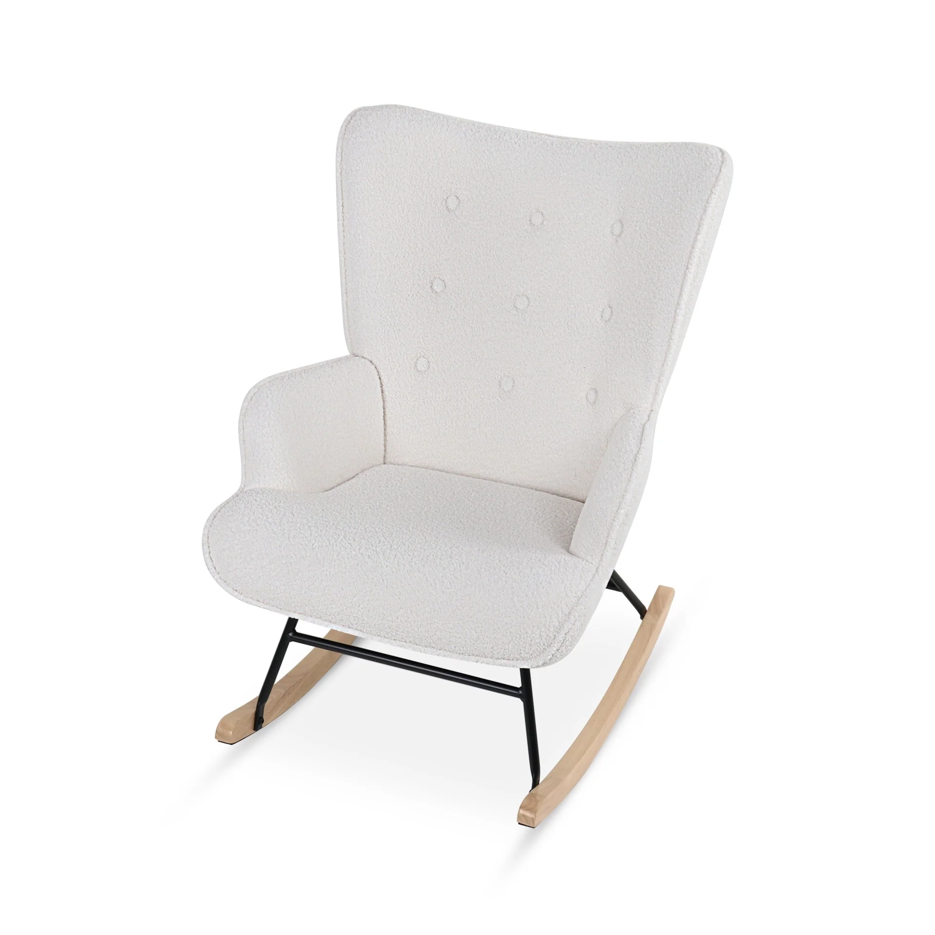 Ava Boucle Rocking Armchair - White - Image 9