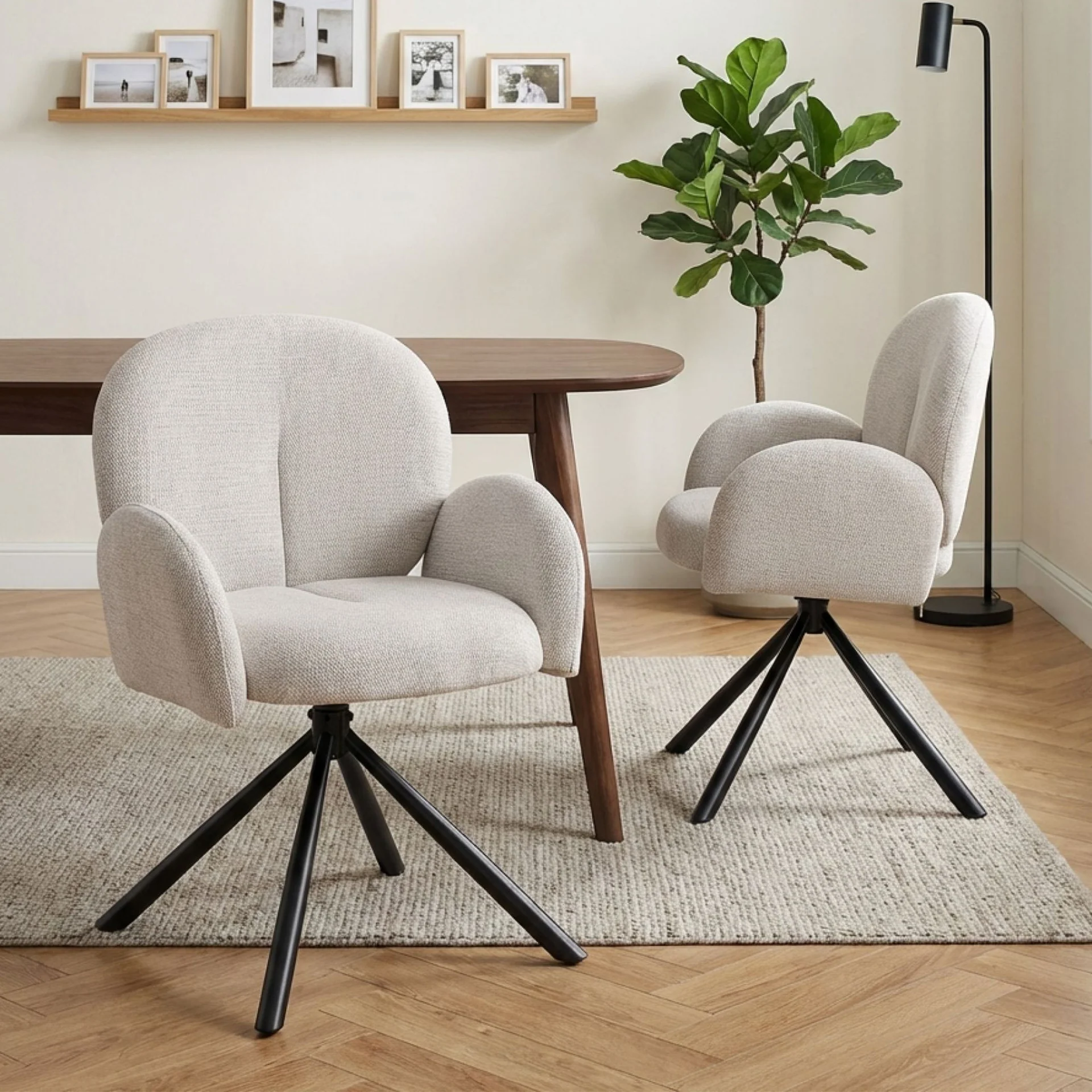 Avery Swivel Fabric Dining Chair - Set Of 2 - Grey