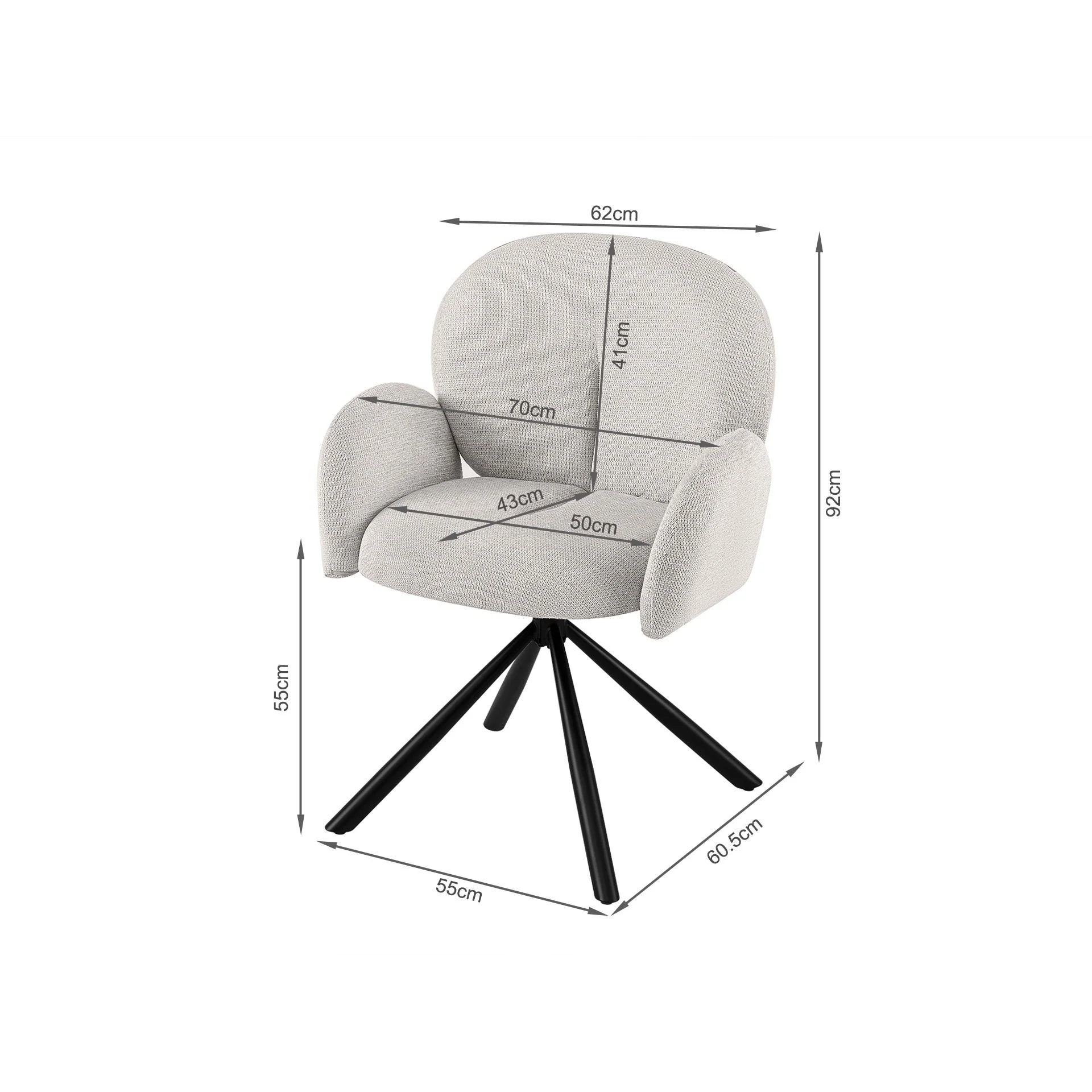 Avery Swivel Fabric Dining Chair - Set Of 2 - Grey - Image 12
