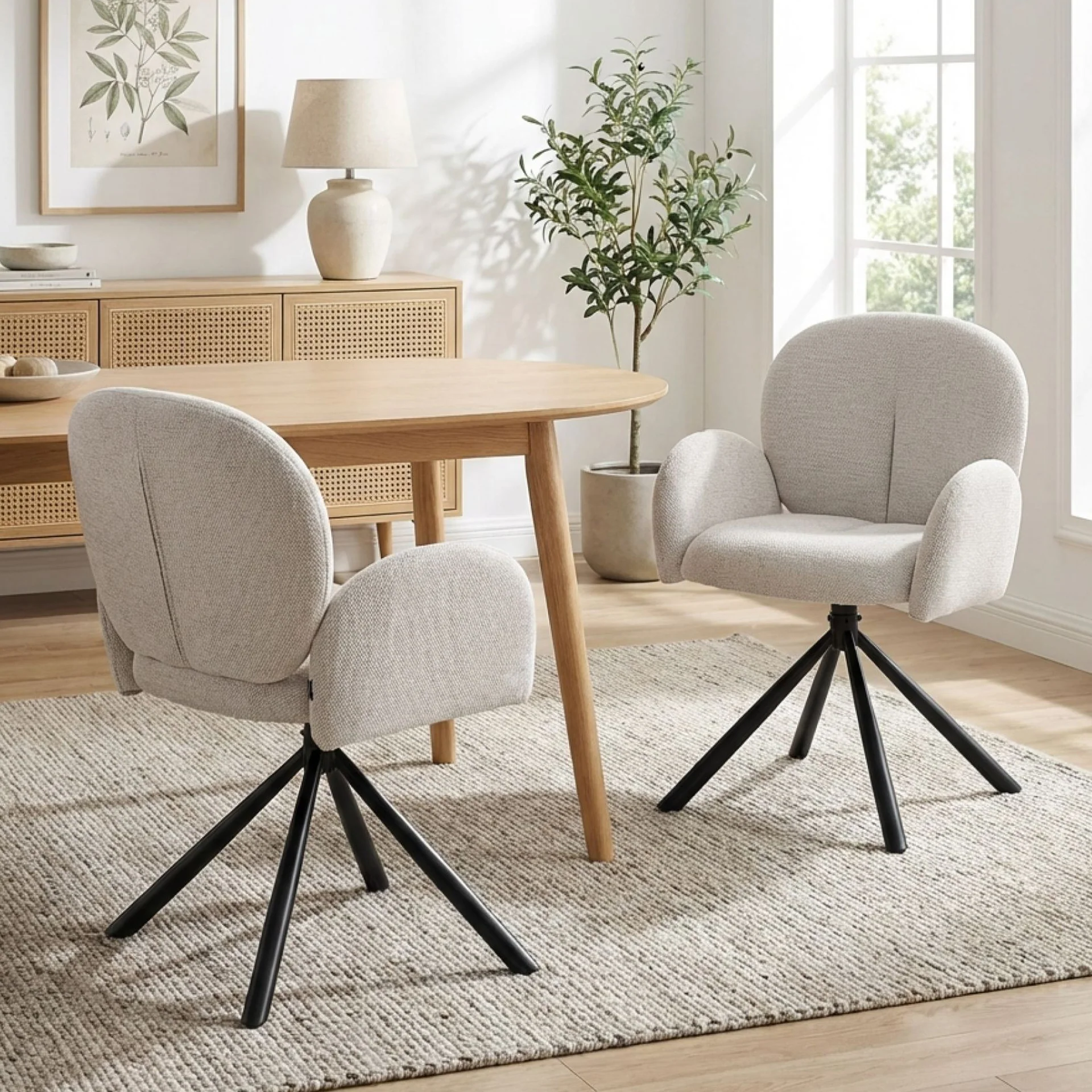 Avery Swivel Fabric Dining Chair - Set Of 2 - Grey - Image 4