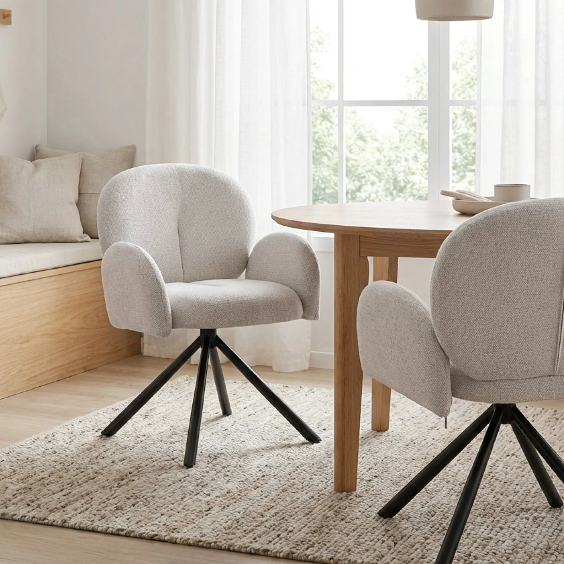 Avery Swivel Fabric Dining Chair - Set Of 2 - Grey - Image 5