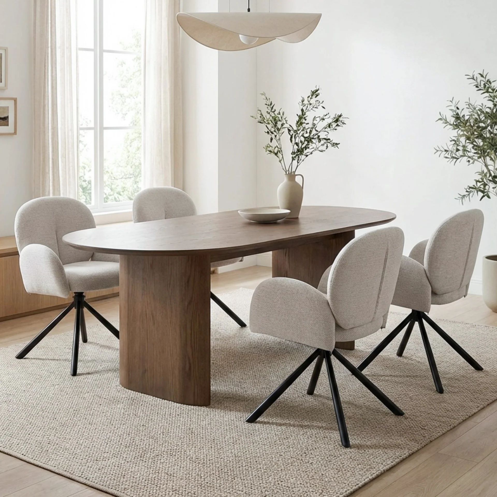 Avery Swivel Fabric Dining Chair - Set Of 2 - Grey - Image 6