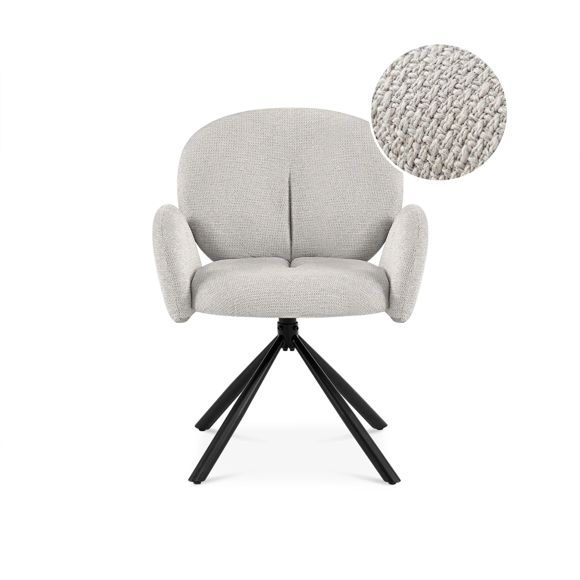 Avery Swivel Fabric Dining Chair - Set Of 2 - Grey - Image 8
