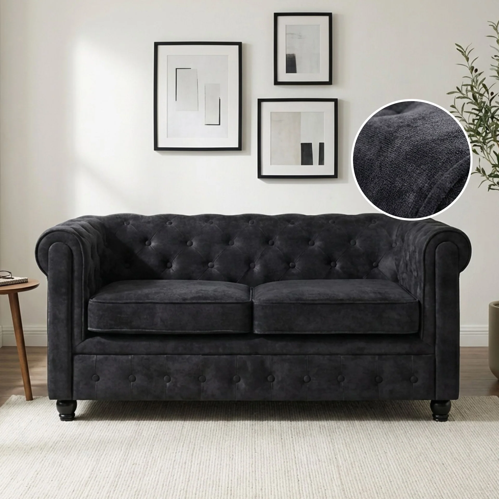 Aviana 2 Seater Sofa - Black - Image 2