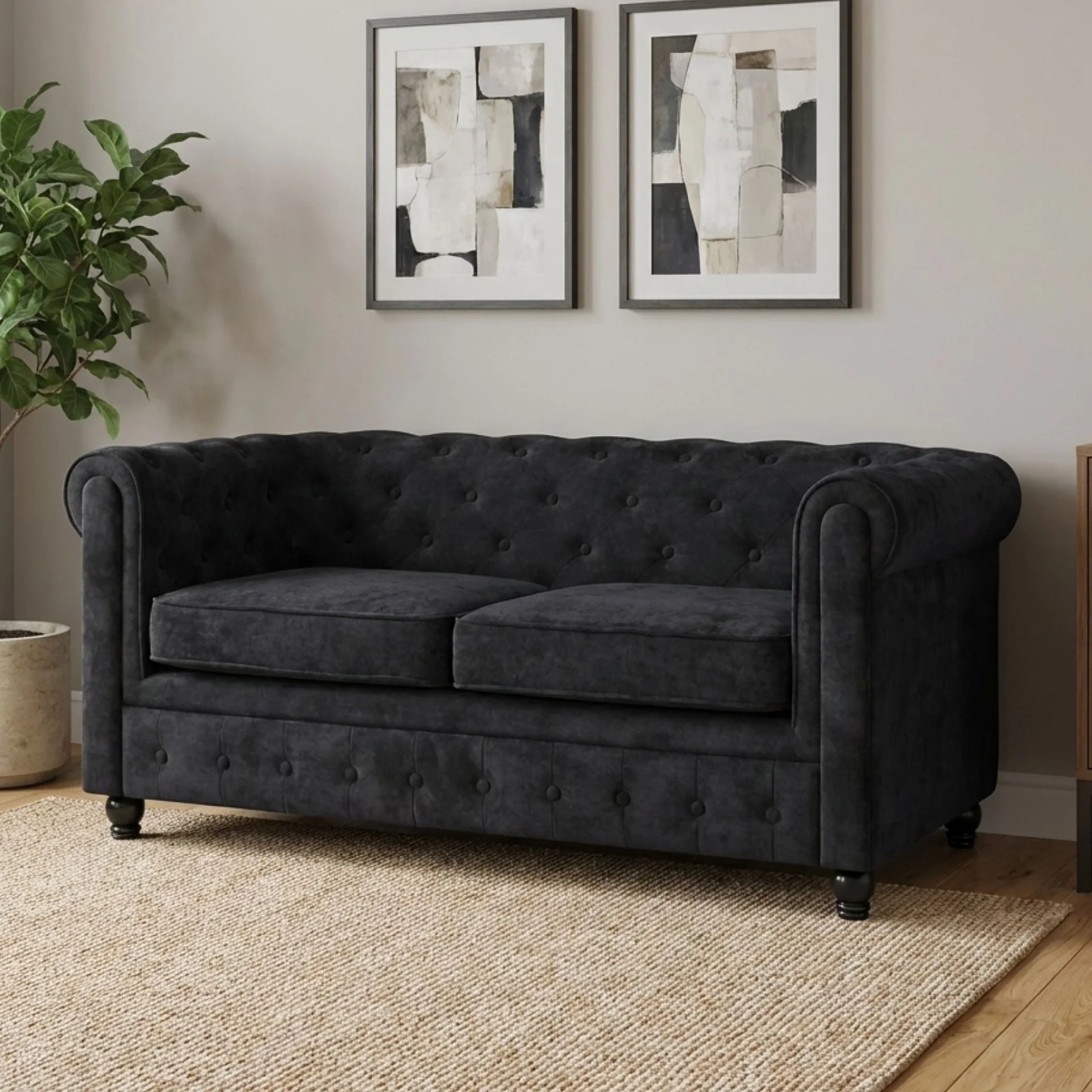 Aviana 2 Seater Sofa - Black - Image 4