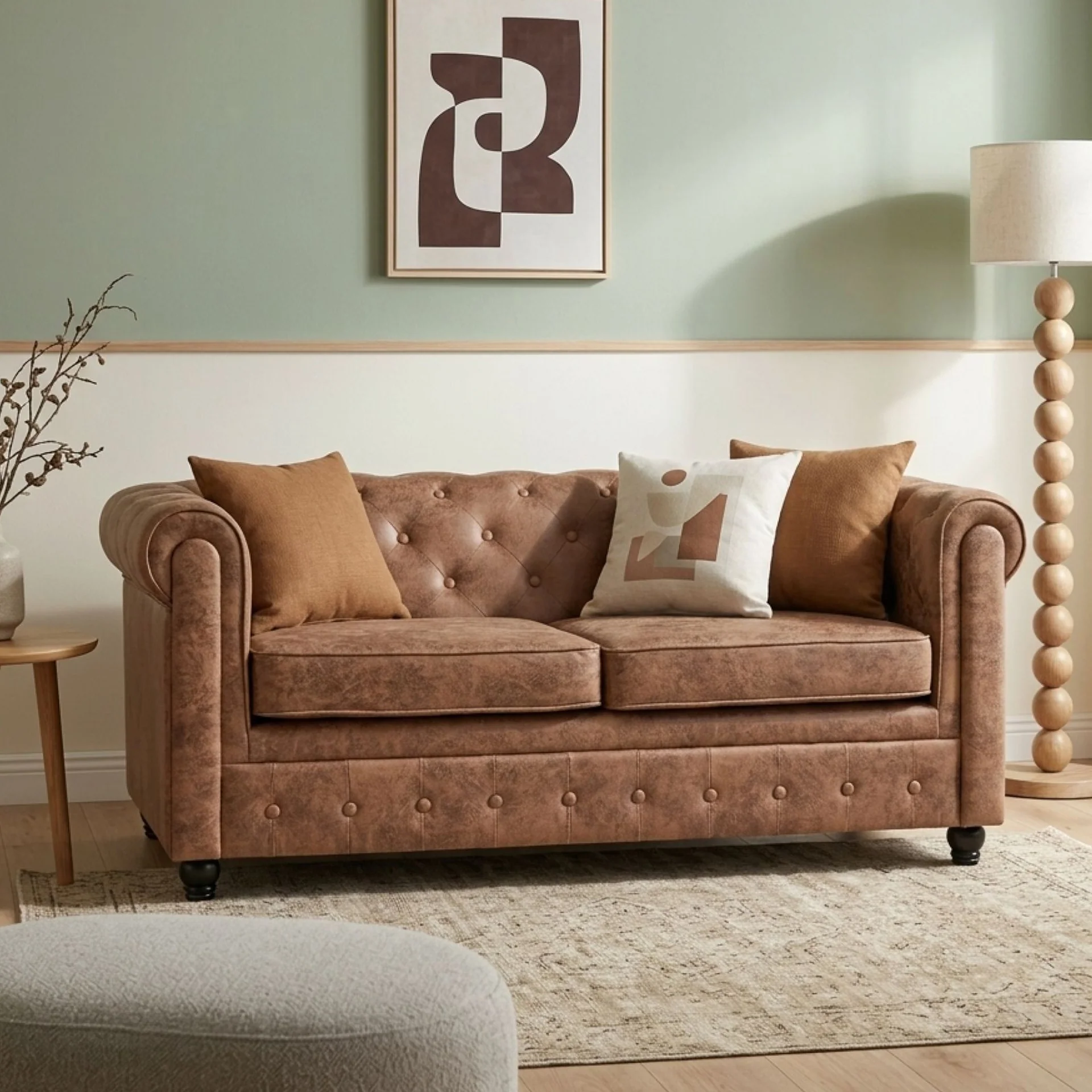 Aviana 2 Seater Sofa - Brown - Image 3