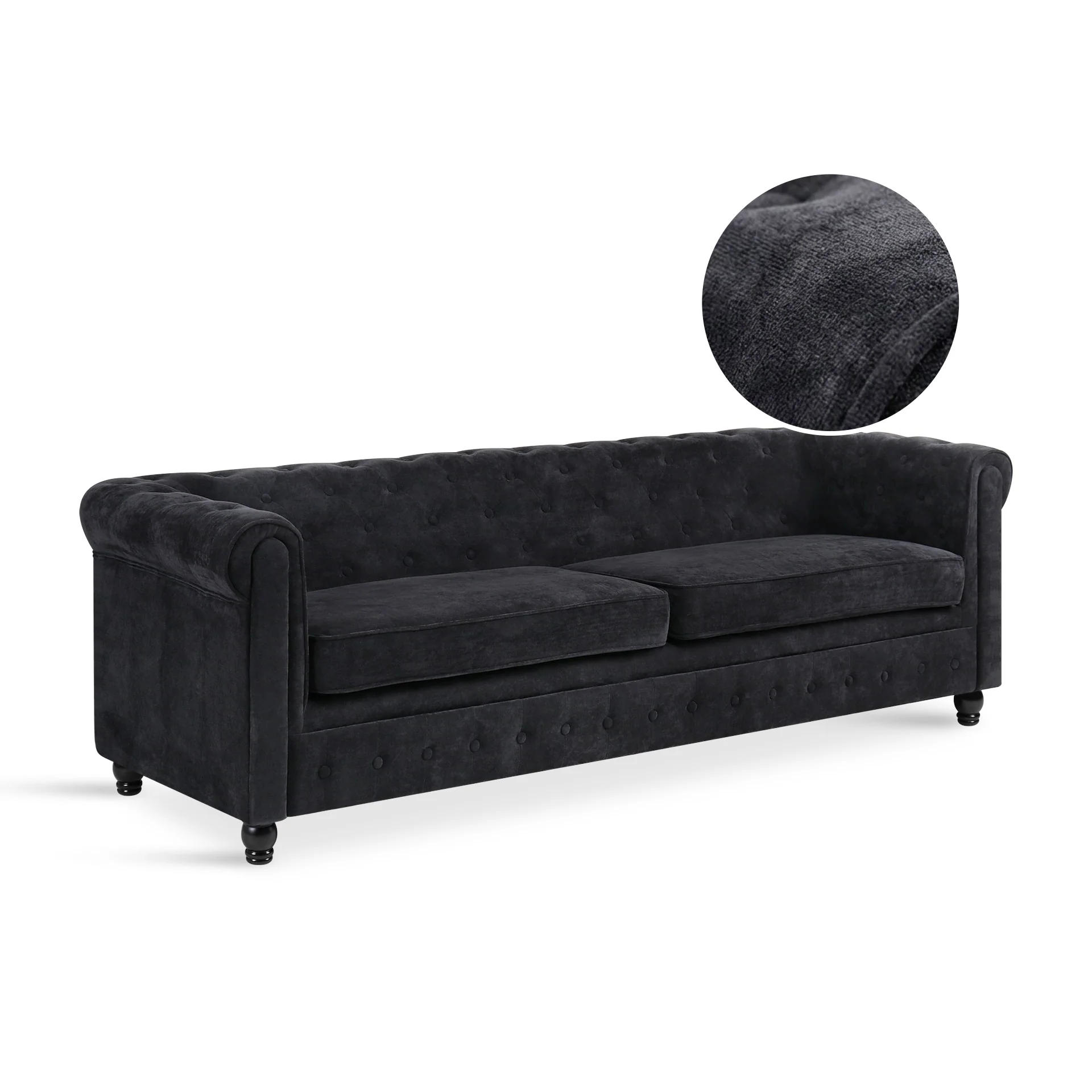 Aviana 3 Seater Sofa - Black - Image 7