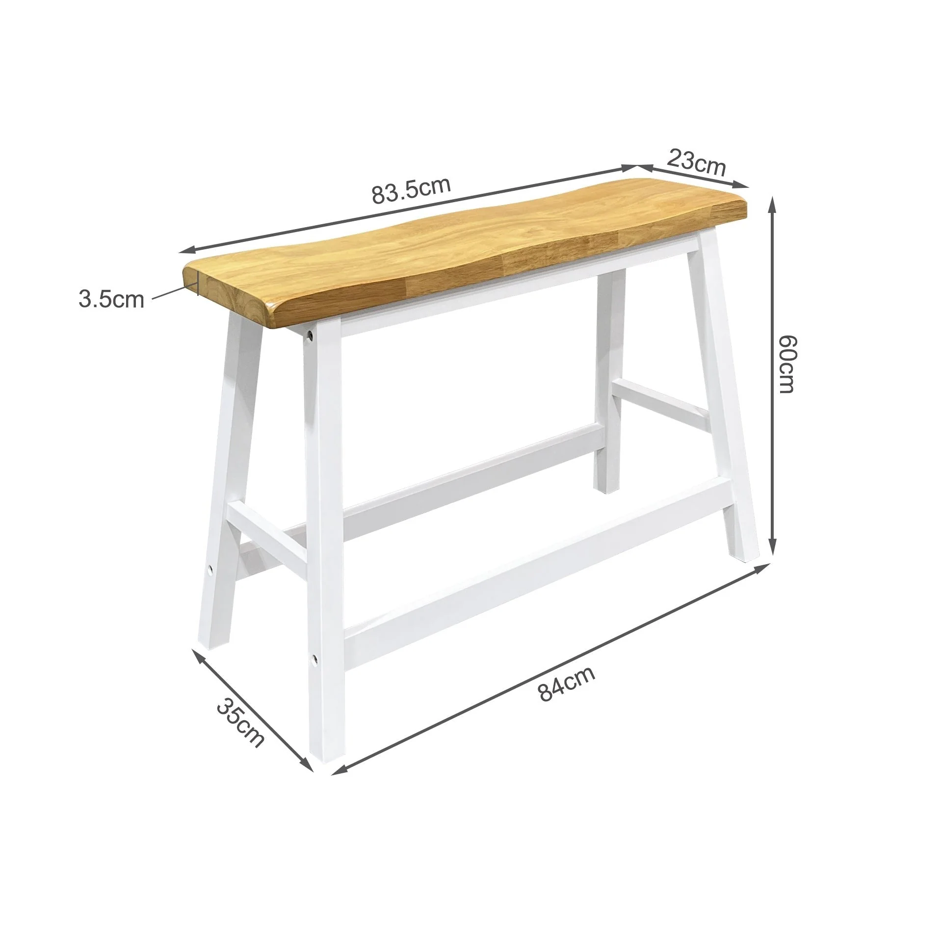 Avon Bar Bench Seat - Oak + White - Image 6