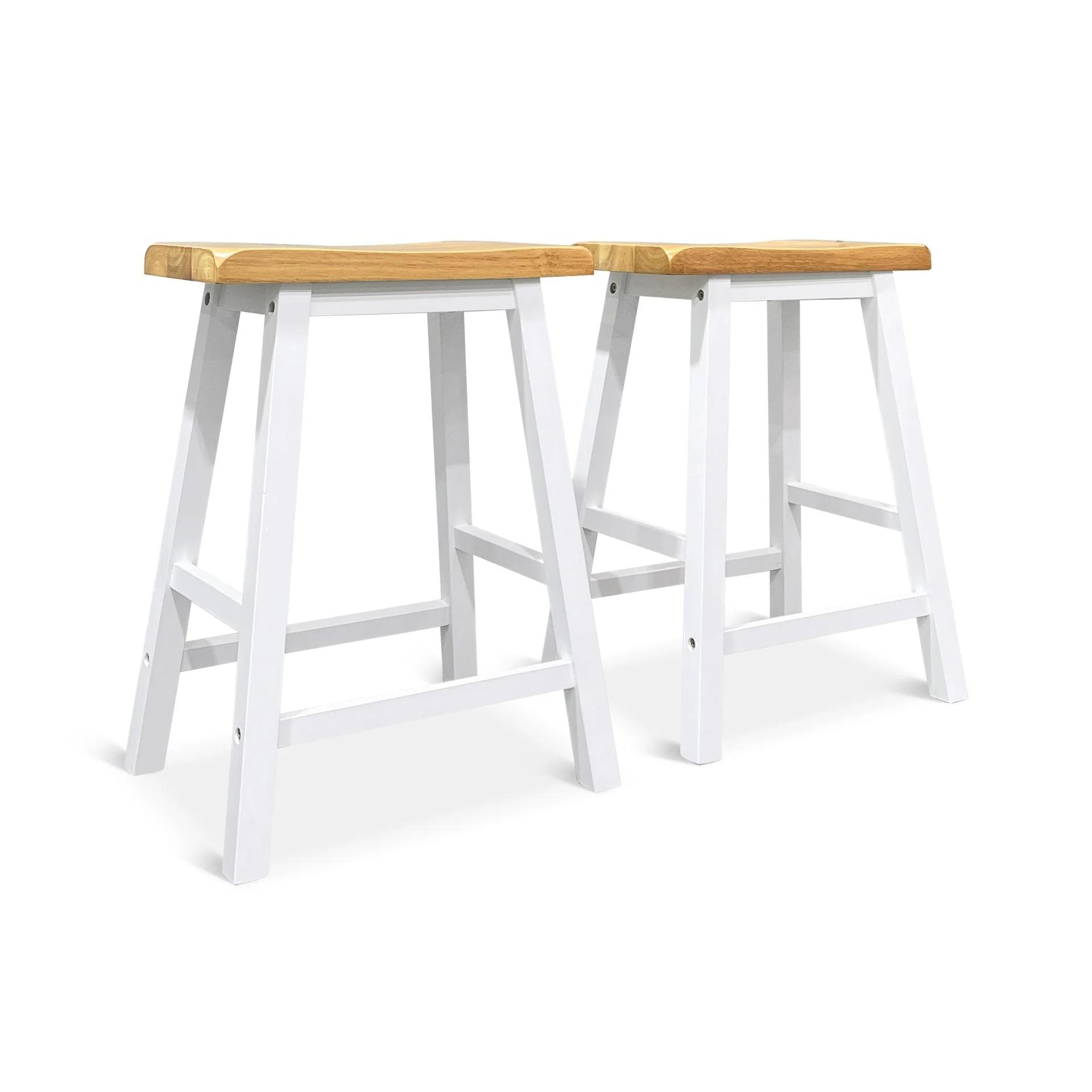 Avon Bar Stool - Set of 2 - Oak + White - Image 3
