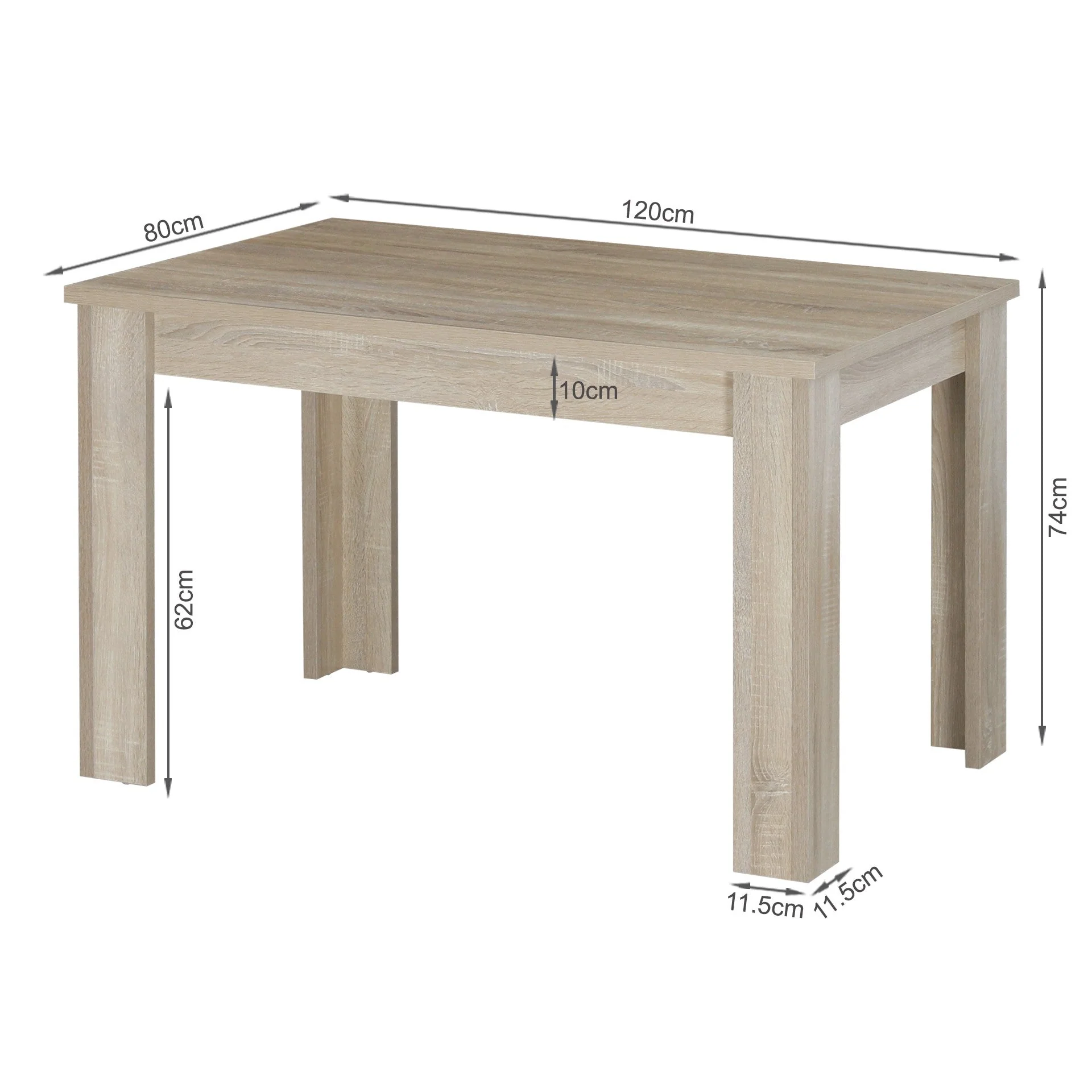 Azar Dining Table Rectangle 120 x 80cm - Oak - Image 8