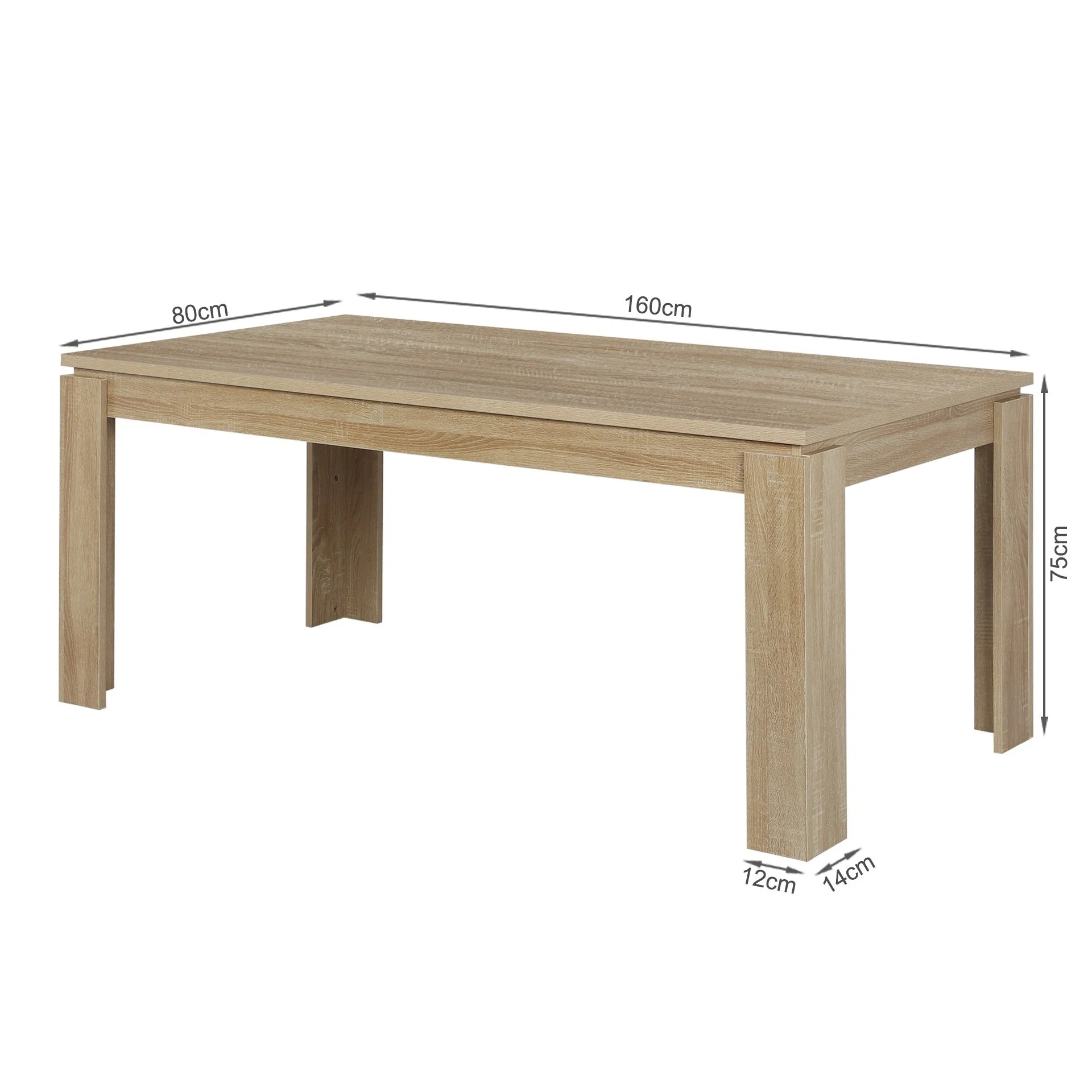 Azar Dining Table Rectangle 160 x 80cm - Natural - Image 6