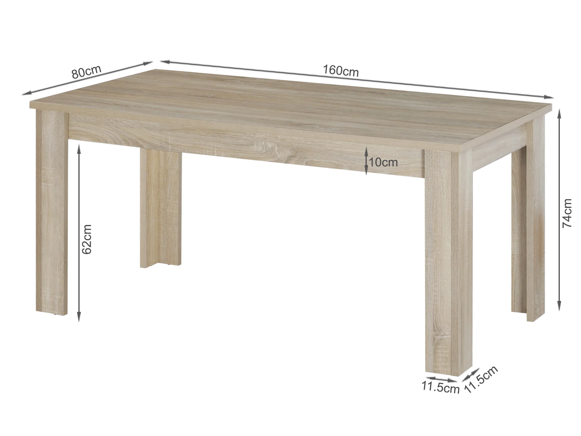 Azar Dining Table Rectangle 160 x 80cm - Oak - Image 10
