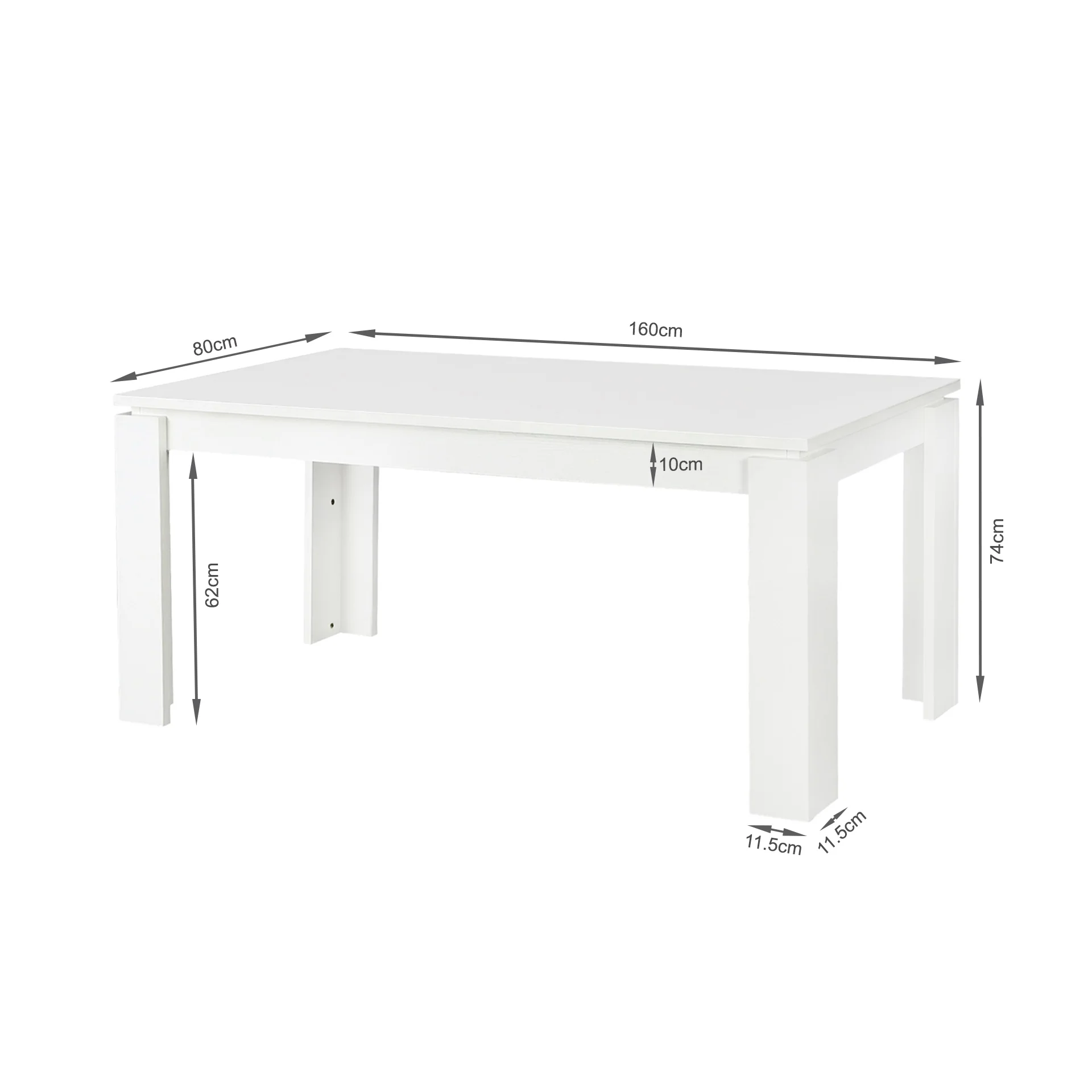 Azar Dining Table Rectangle 160 x 80cm - White - Image 11