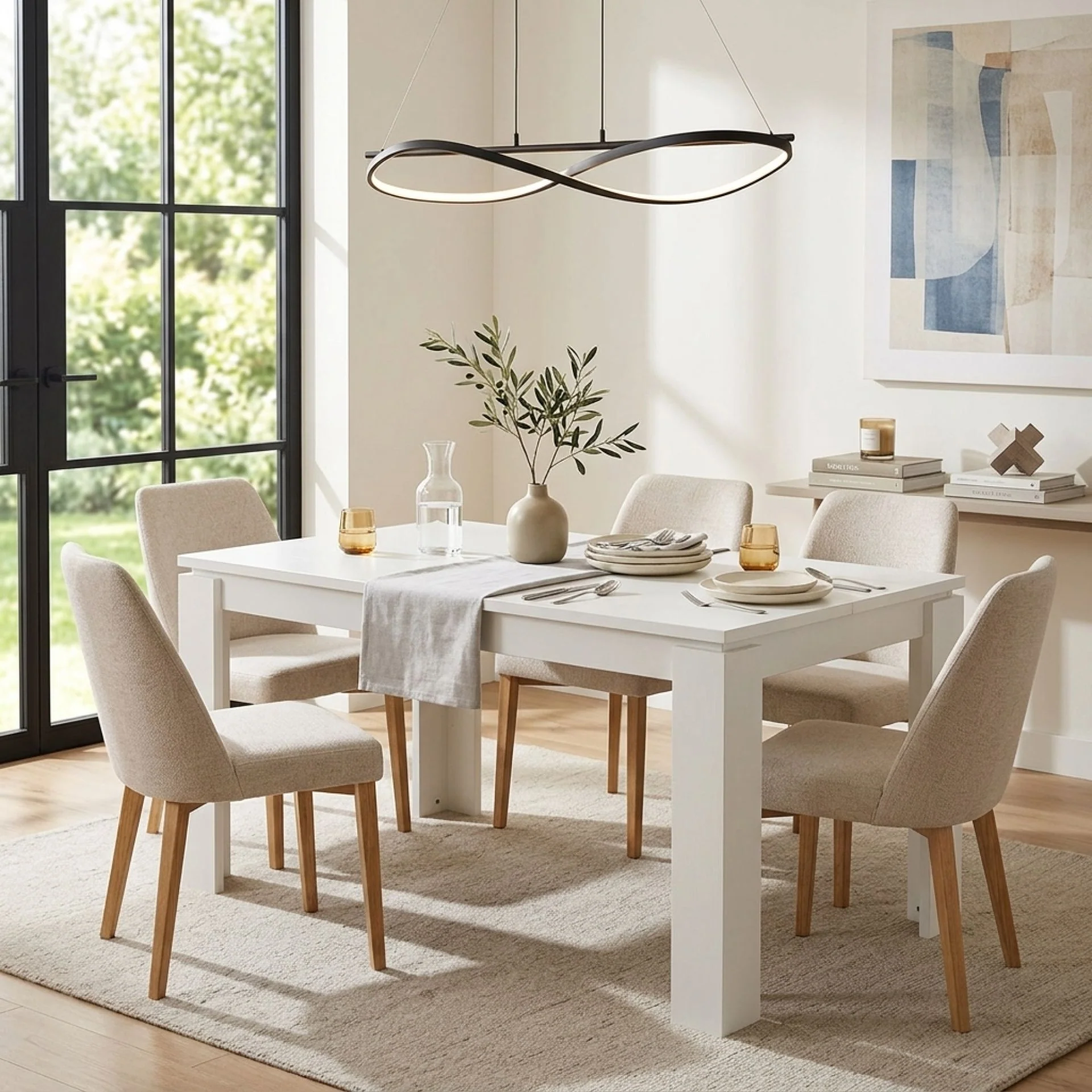 Azar Dining Table Rectangle 160 x 80cm - White - Image 3