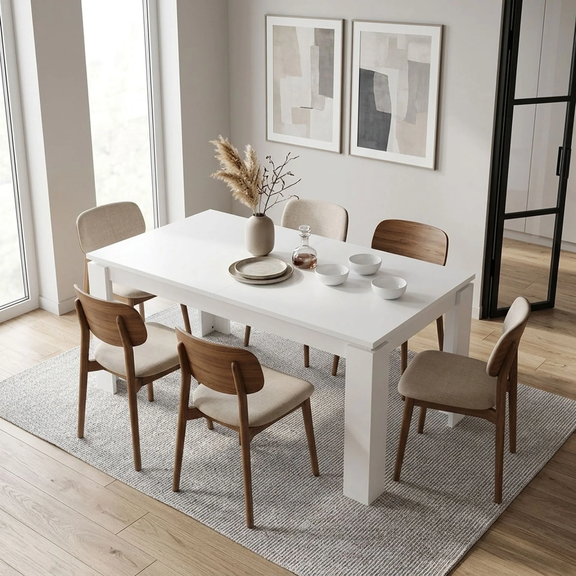 Azar Dining Table Rectangle 160 x 80cm - White - Image 4