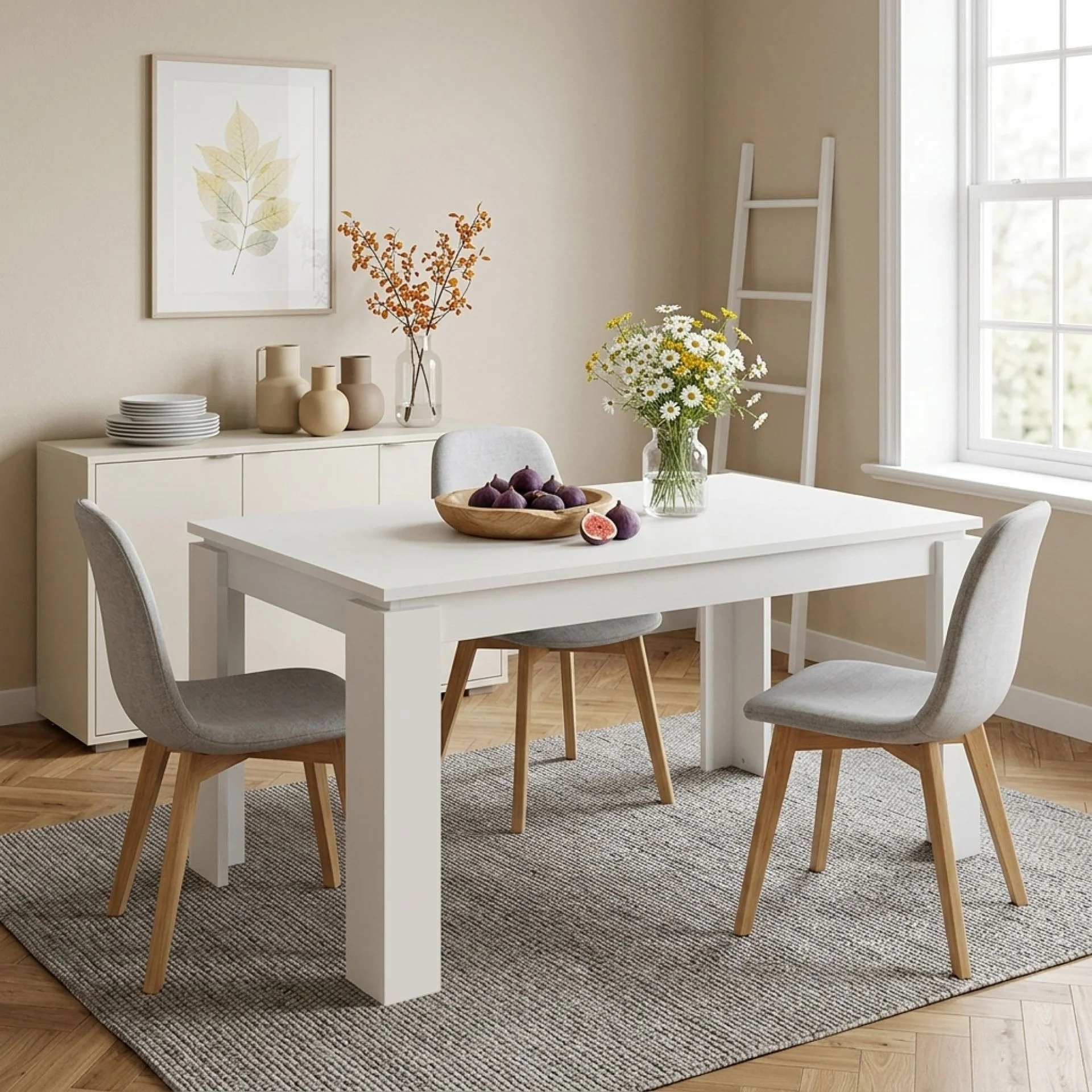 Azar Dining Table Rectangle 160 x 80cm - White - Image 5
