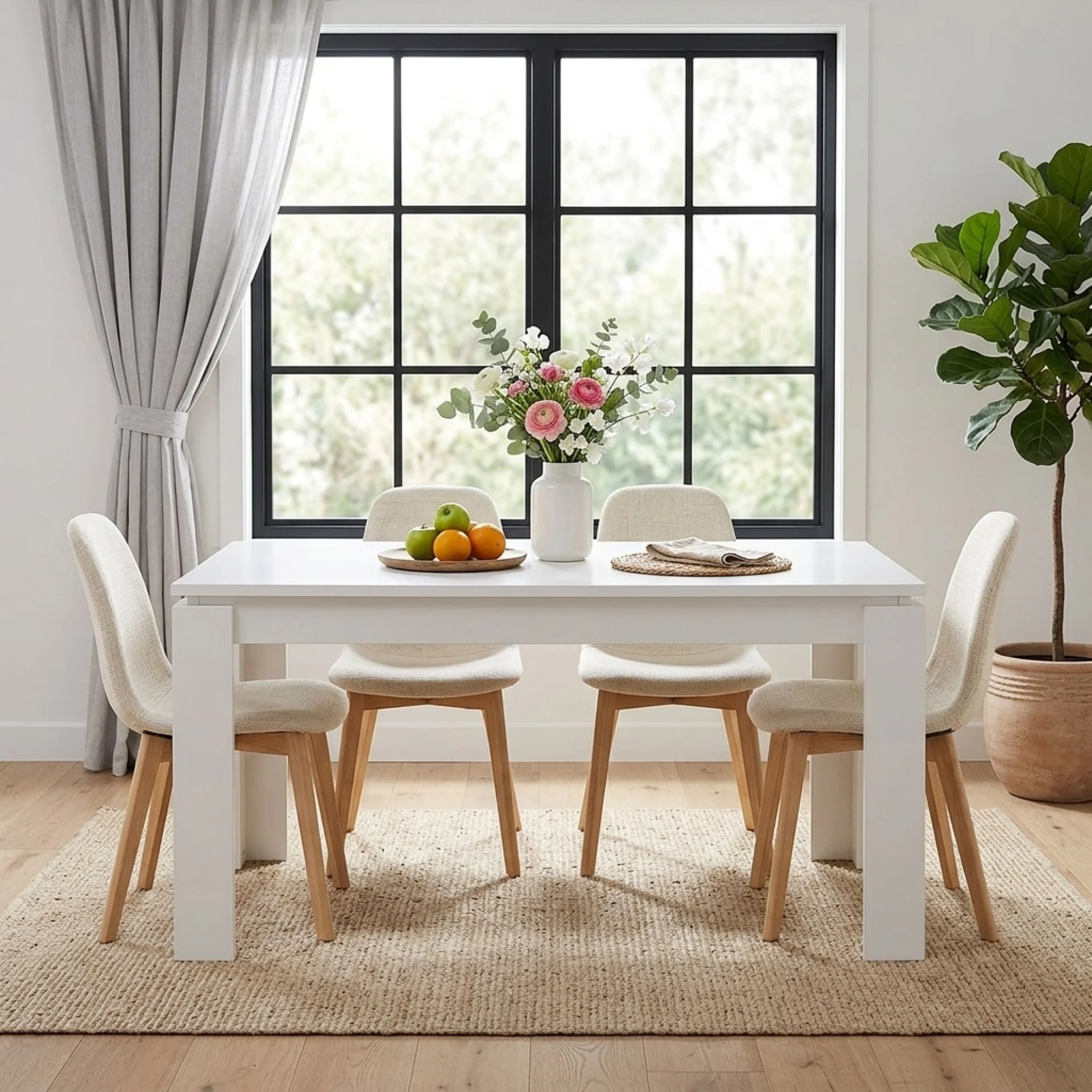 Azar Dining Table Rectangle 160 x 80cm - White - Image 6