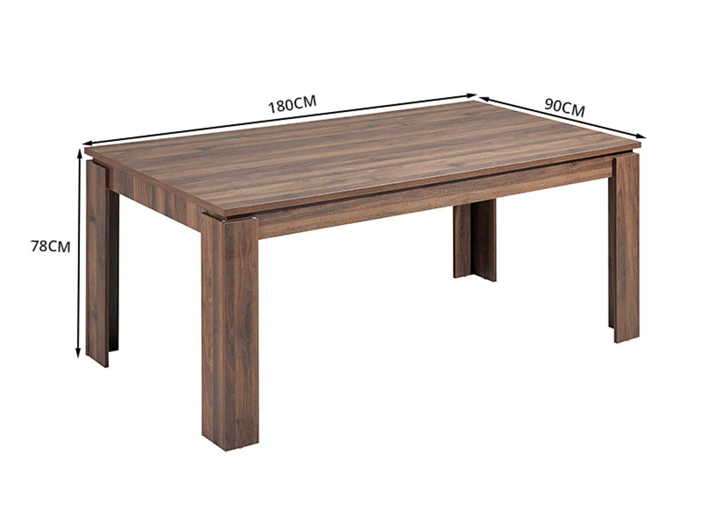 AZAR Dining Table Rectangle 180 x 90cm - WALNUT - Image 6