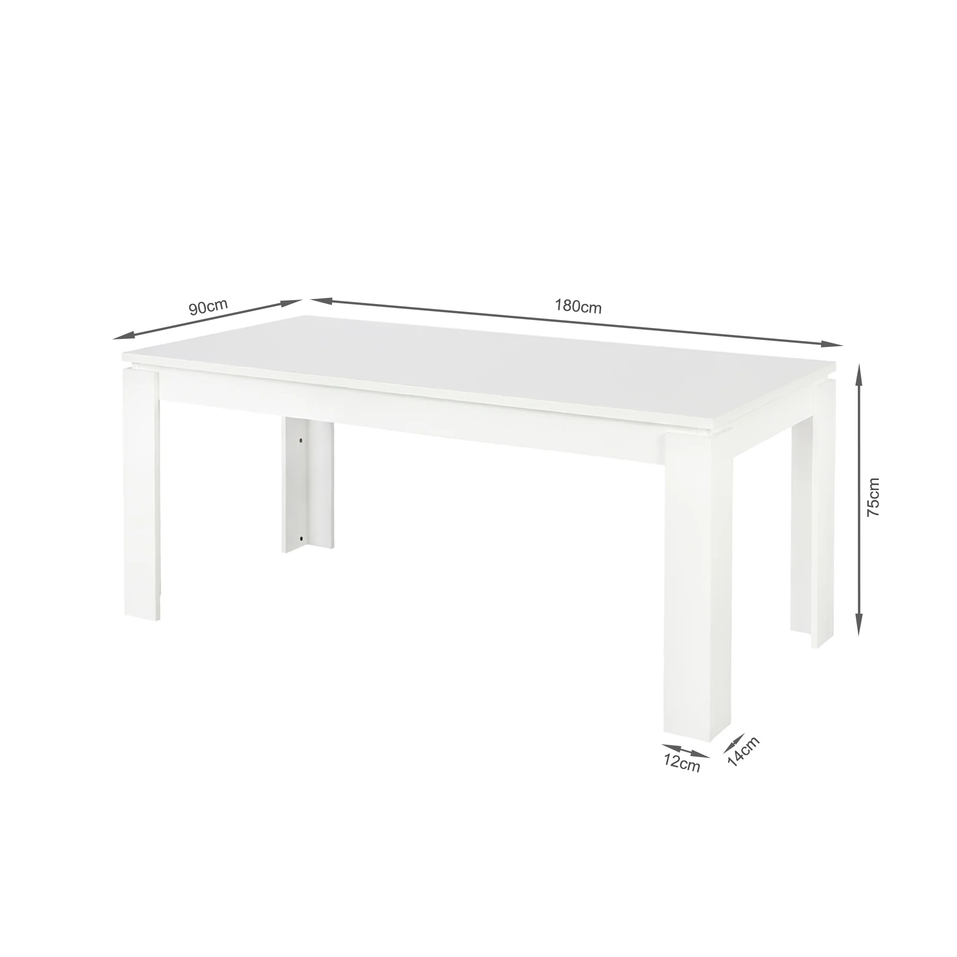 Azar Dining Table Rectangle 180 x 90cm - White - Image 13