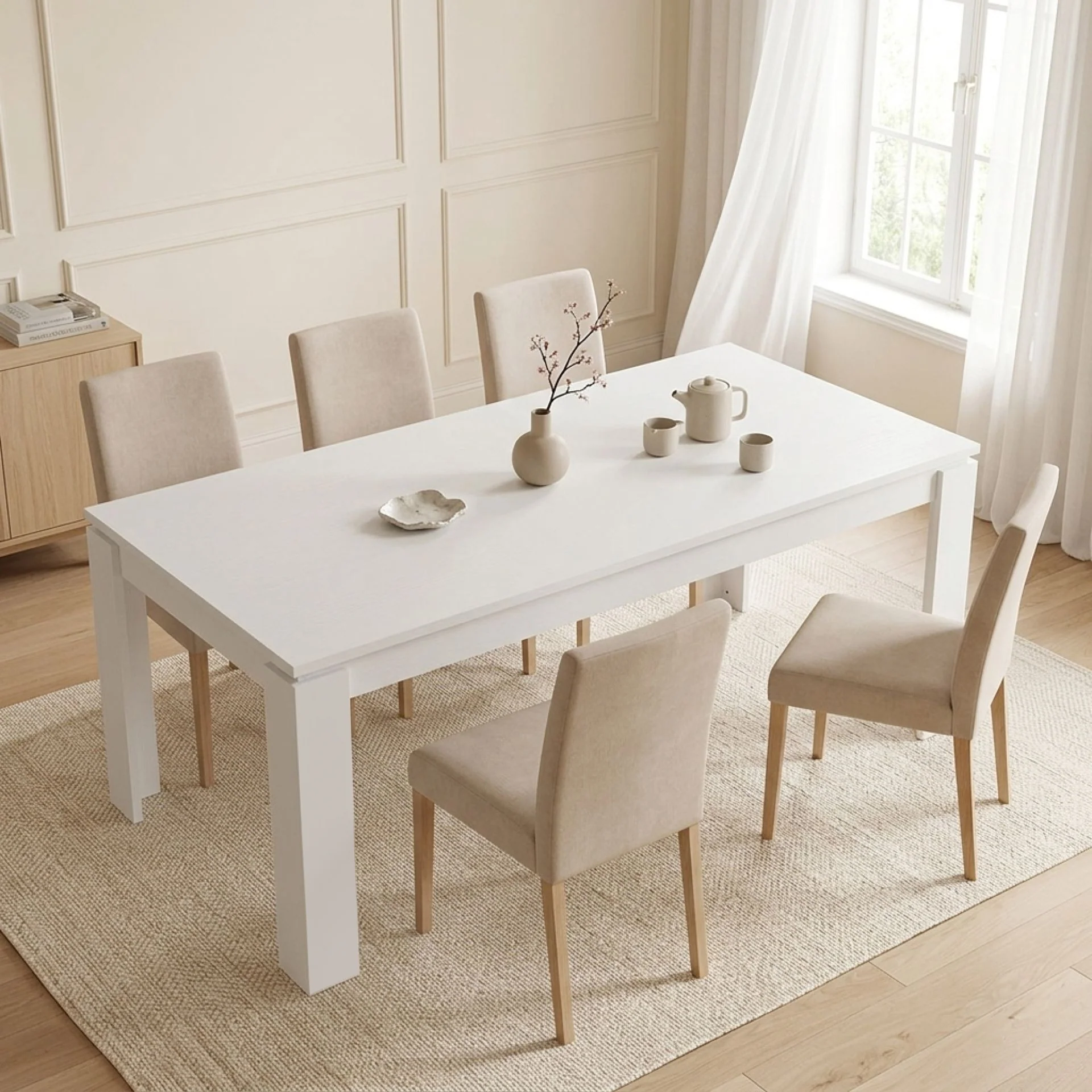 Azar Dining Table Rectangle 180 x 90cm - White - Image 3