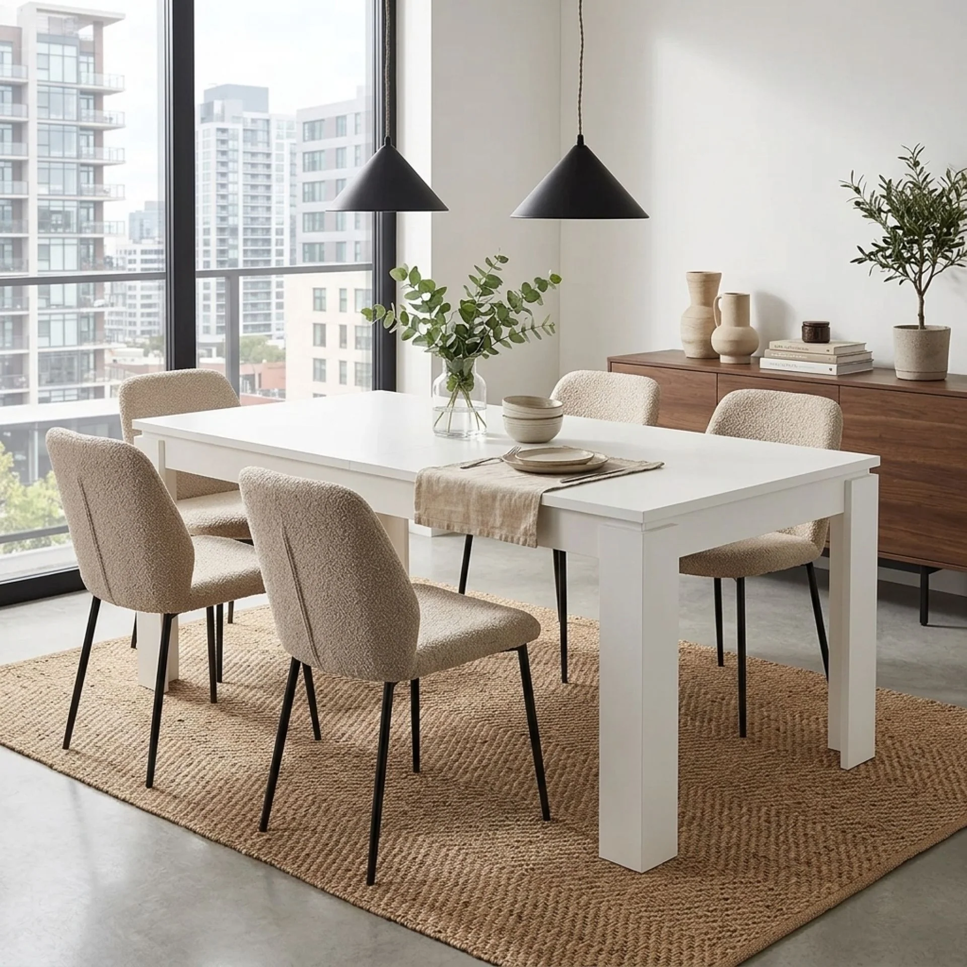 Azar Dining Table Rectangle 180 x 90cm - White - Image 4