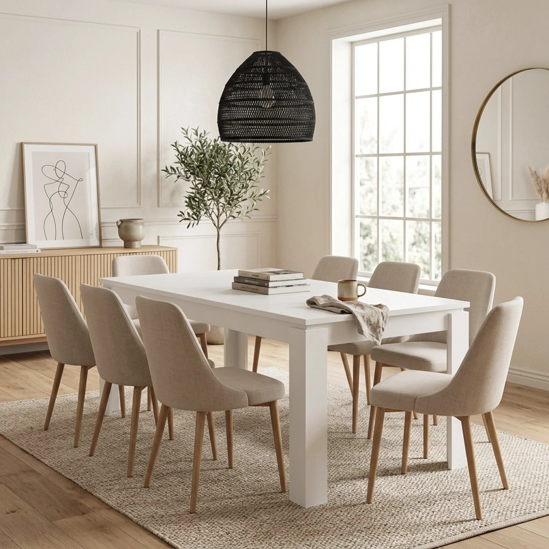 Azar Dining Table Rectangle 180 x 90cm - White - Image 5