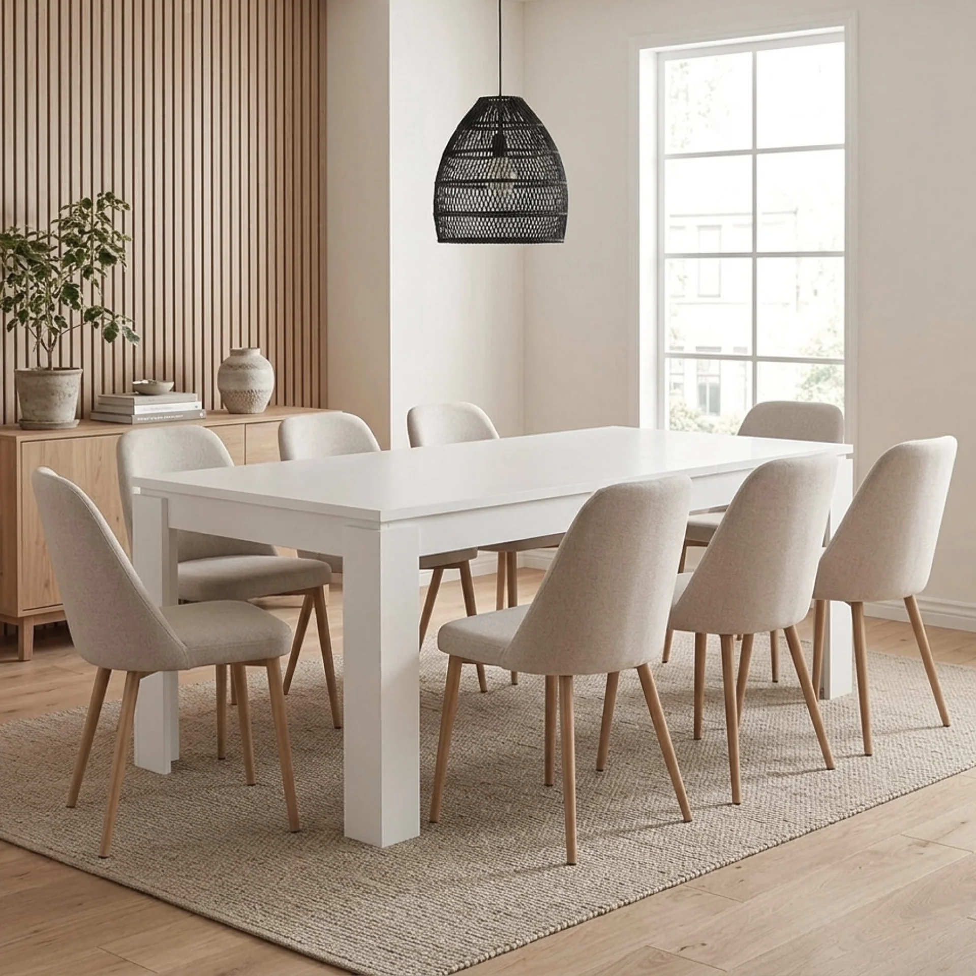 Azar Dining Table Rectangle 180 x 90cm - White - Image 6