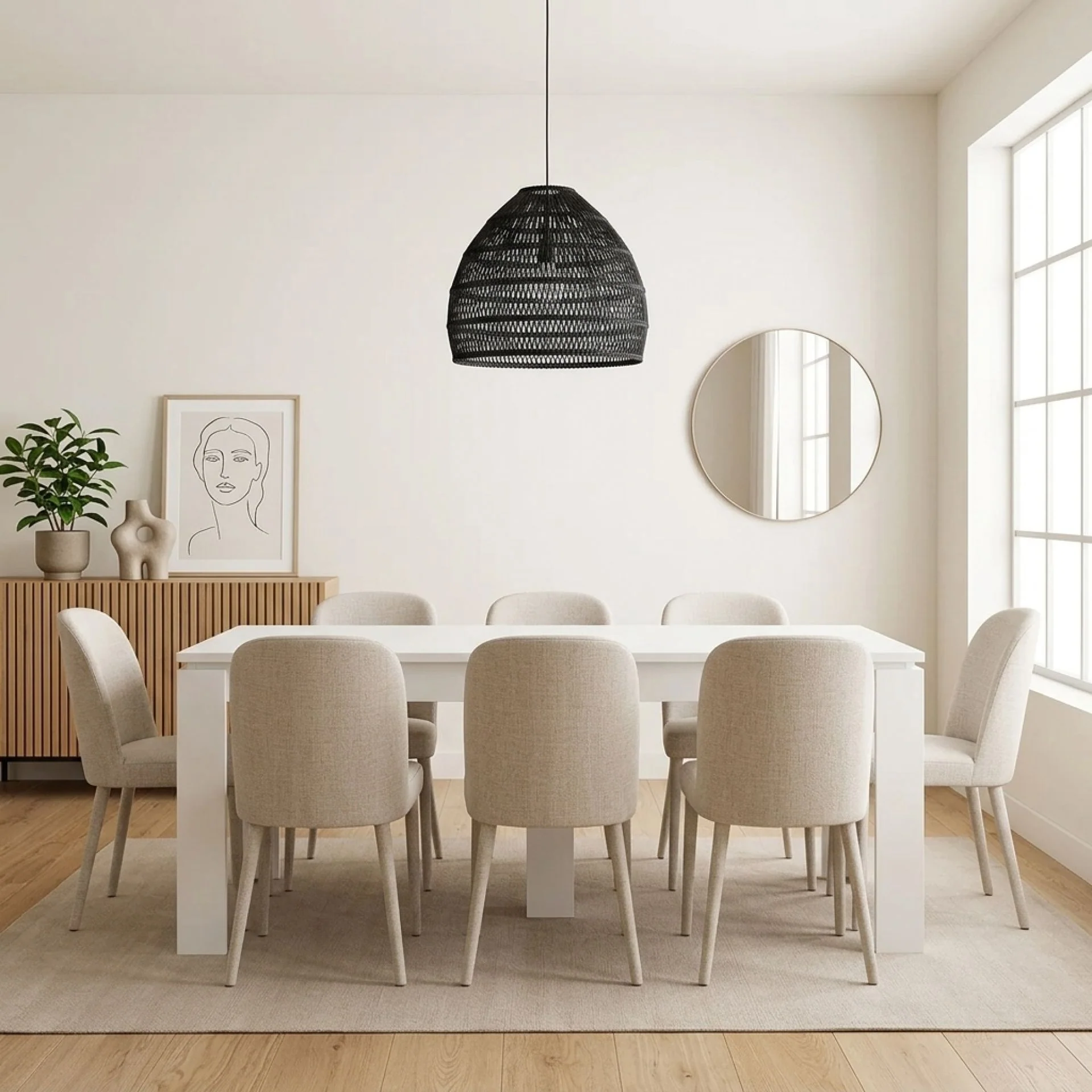 Azar Dining Table Rectangle 180 x 90cm - White - Image 8