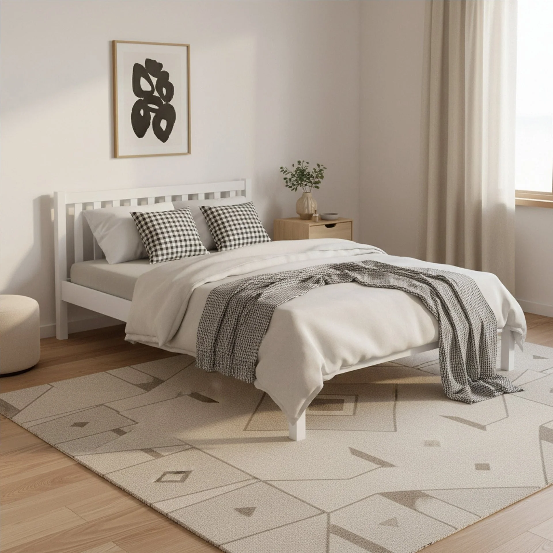 Baker Double Wooden Bed Frame - White - Image 3