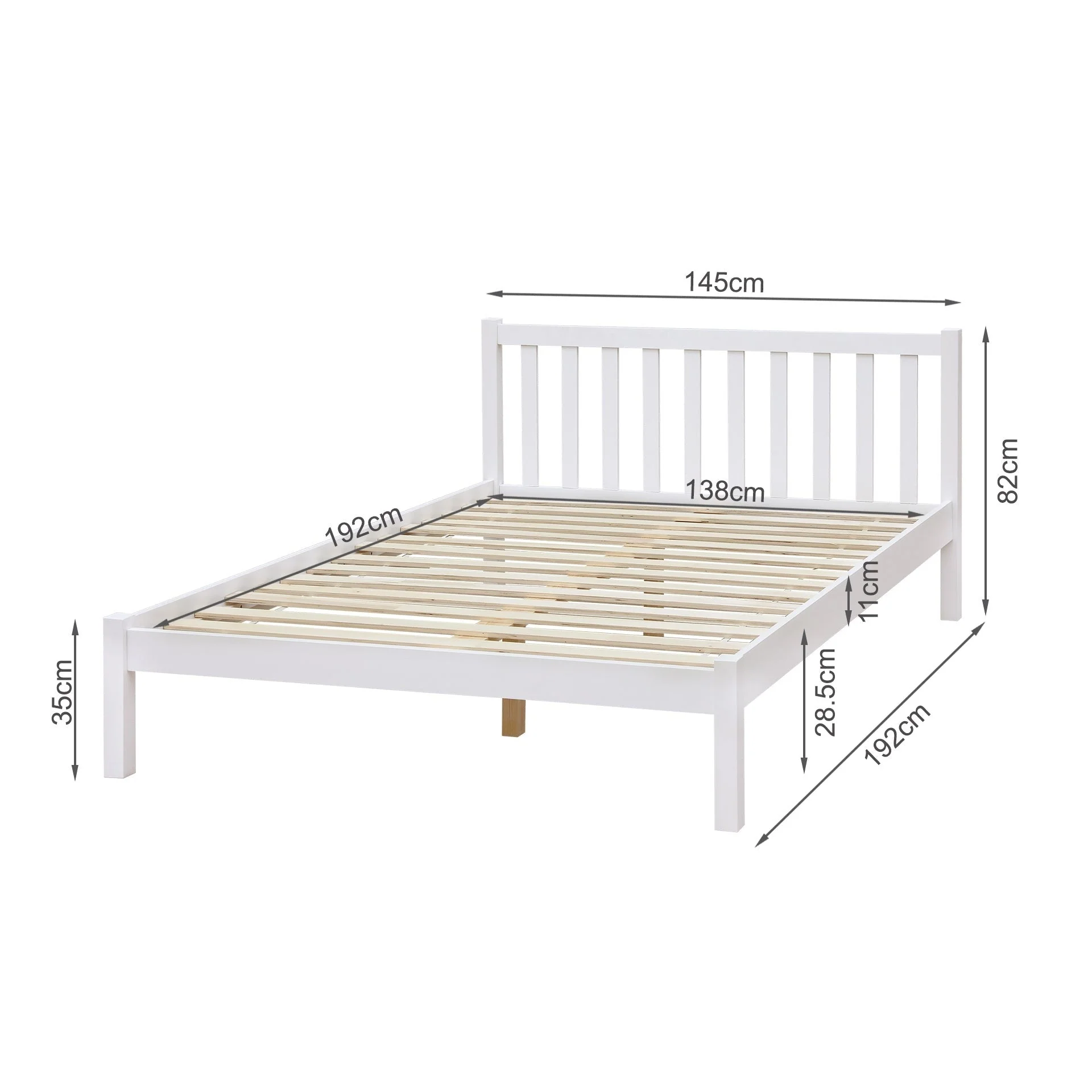 Baker Double Wooden Bed Frame - White - Image 8