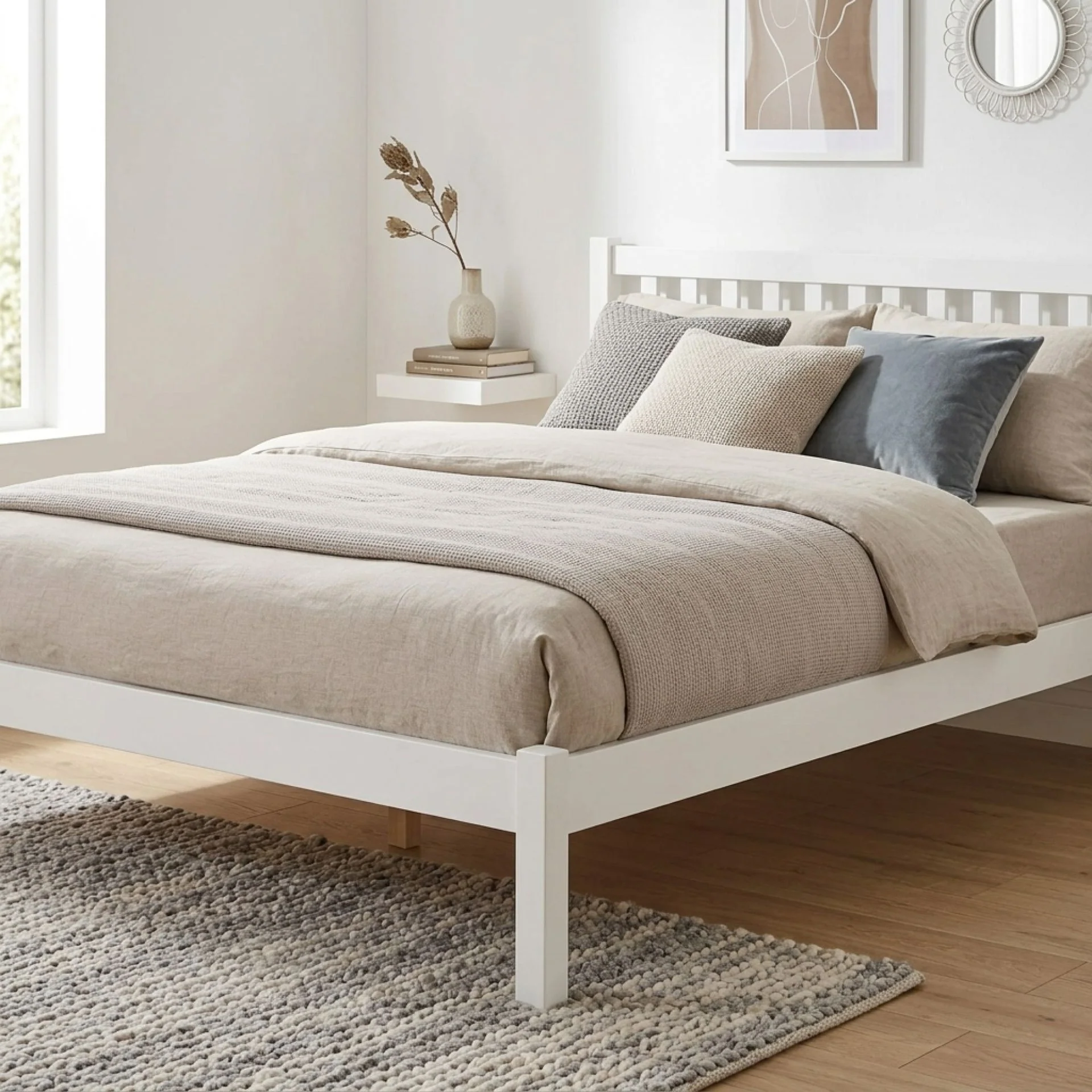 Baker Queen Wooden Bed Frame - White - Image 4