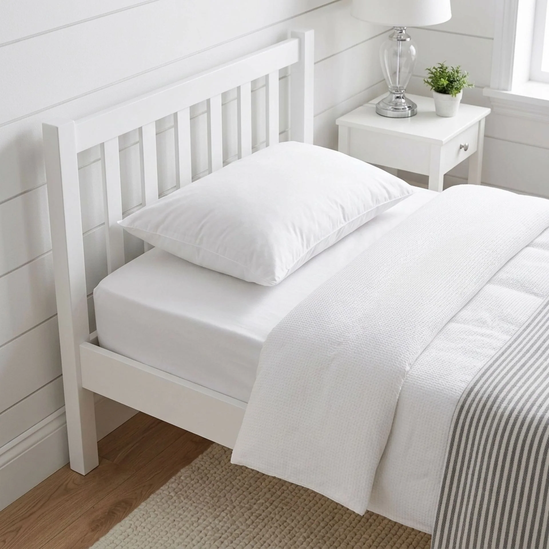 Baker Single Wooden Bed Frame - White - Image 4