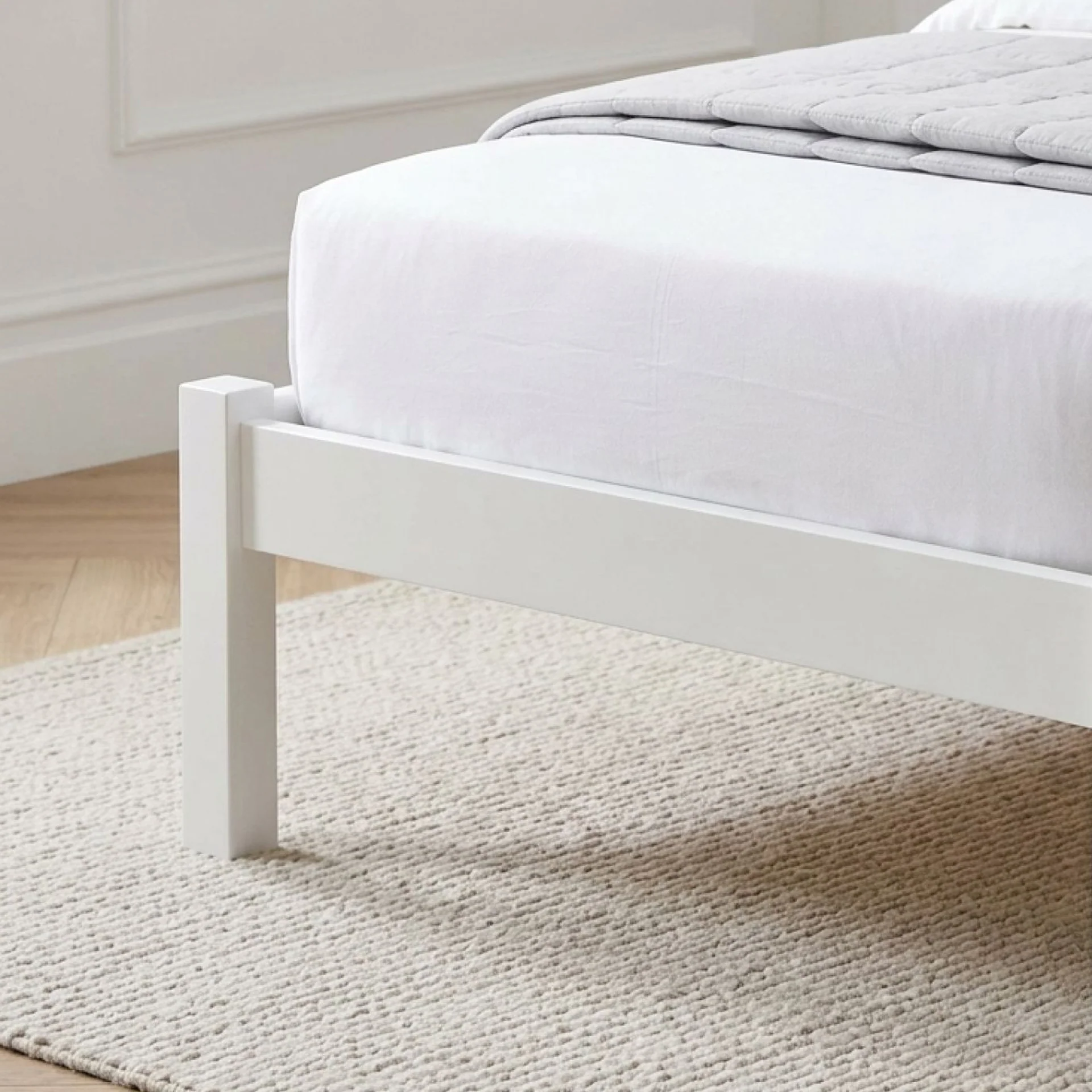 Baker Single Wooden Bed Frame - White - Image 5