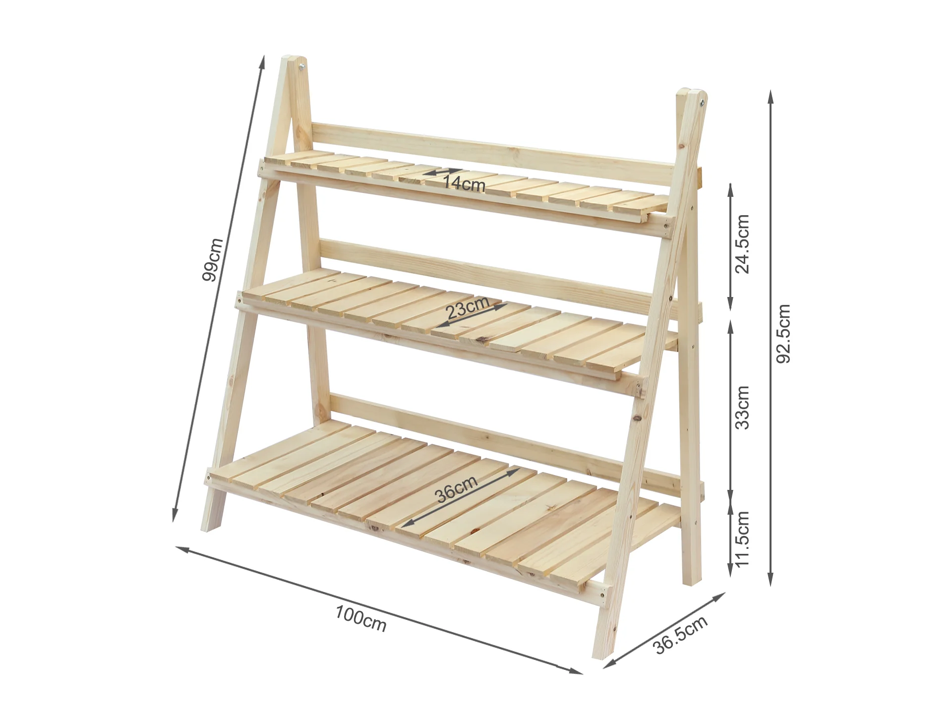Balaton Ladder Planter Stand 100cm - Oak - Image 8