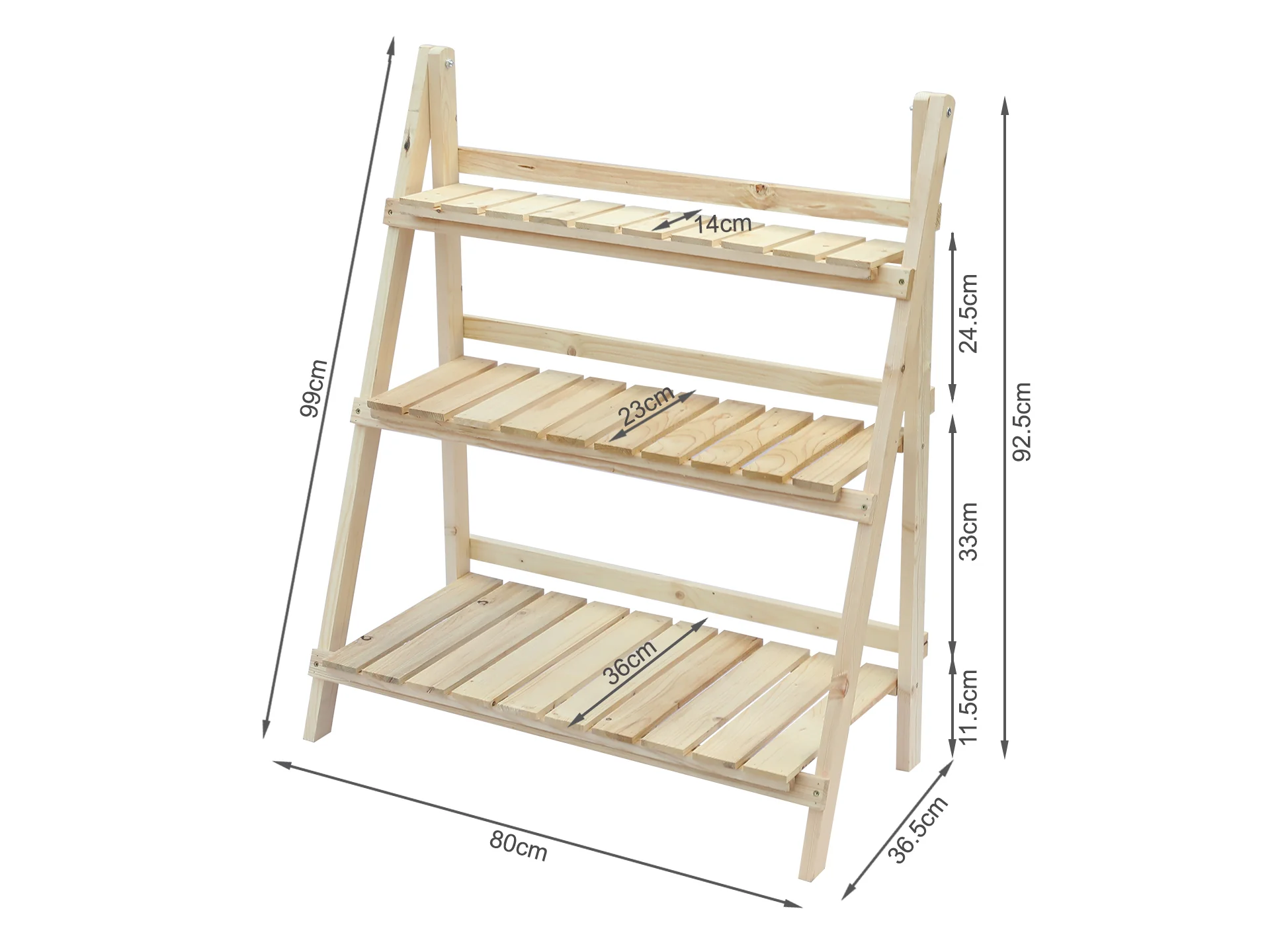 Balaton Ladder Planter Stand 80cm - Oak - Image 7