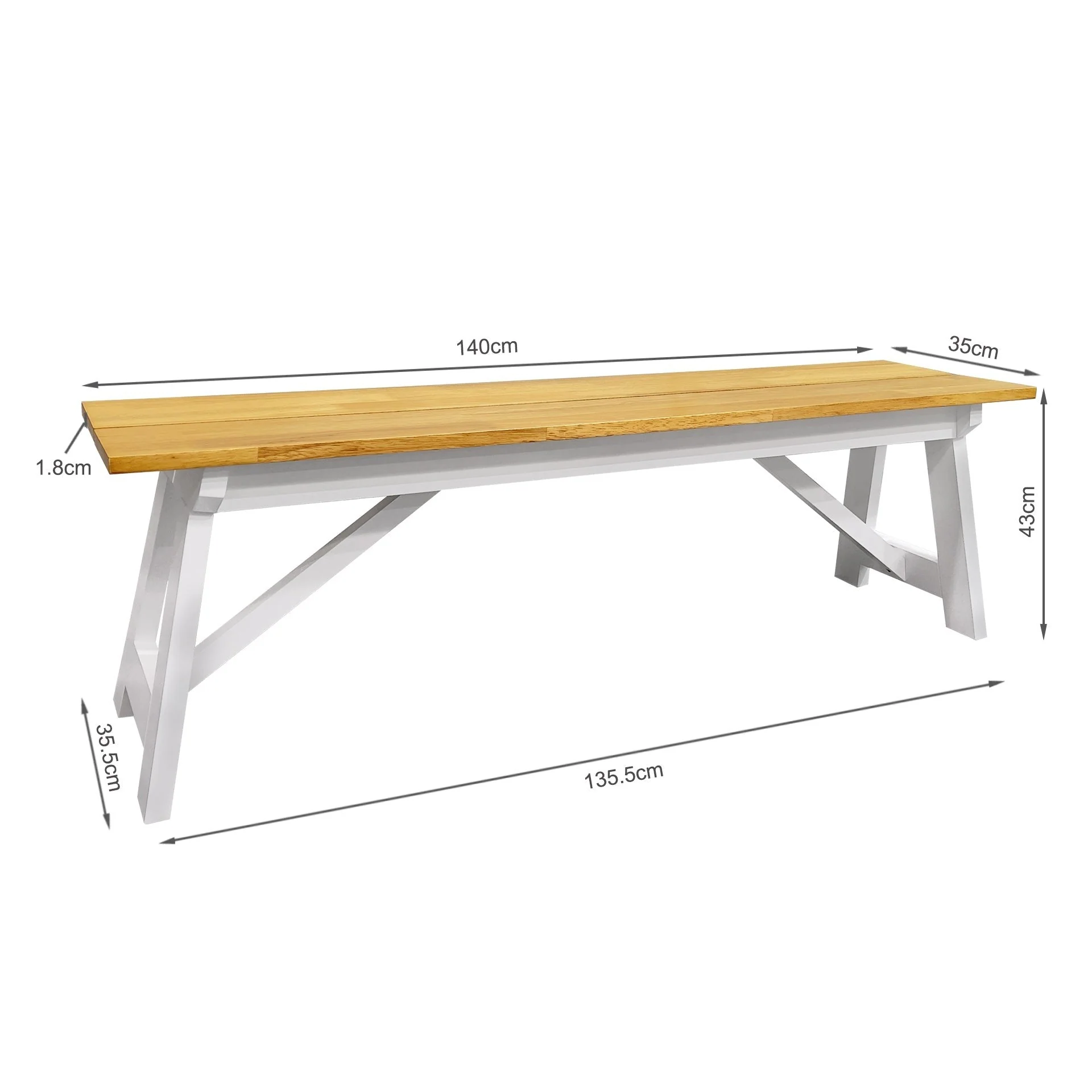 Bali Dining Bench Seat - Oak + White - Image 7