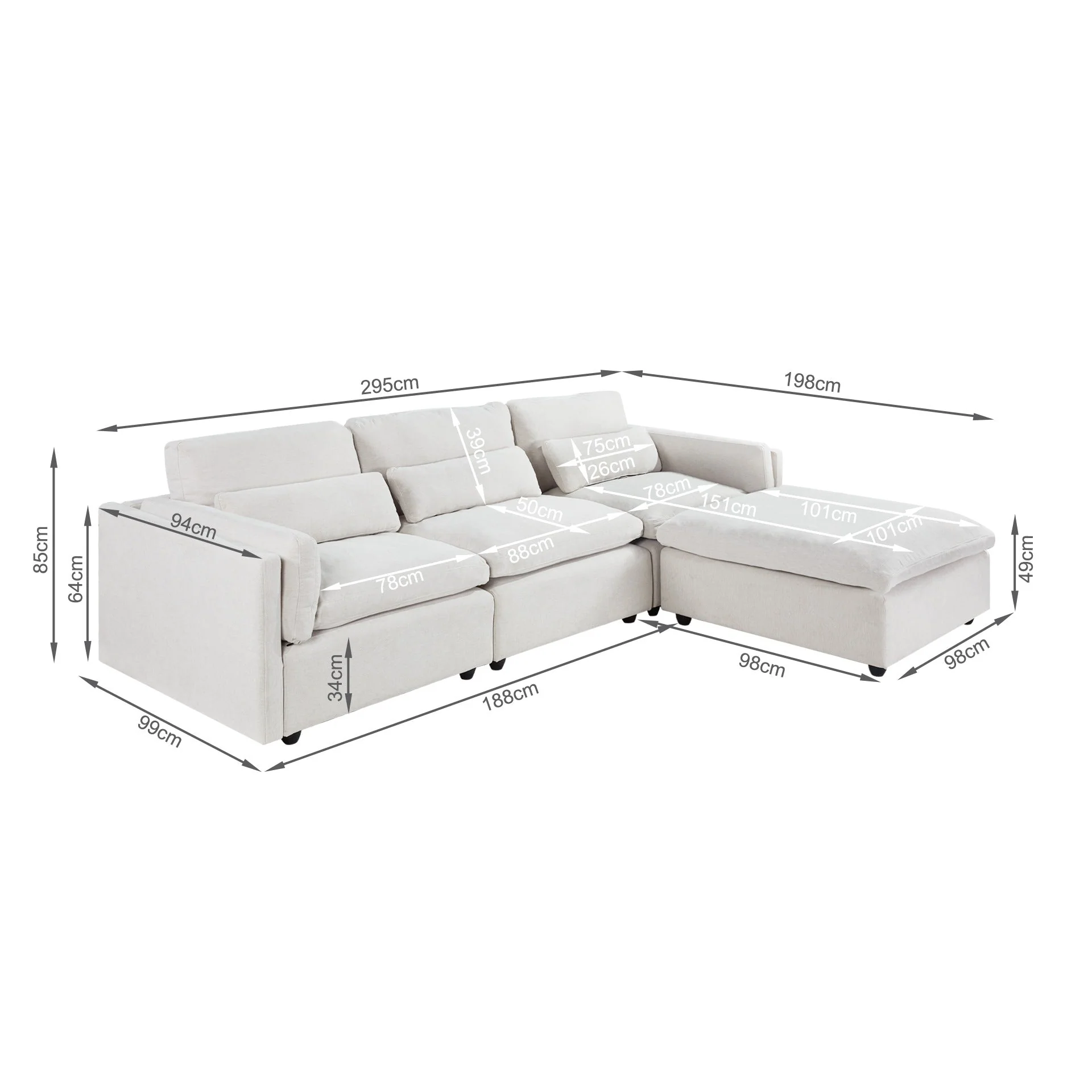 Barmouth Modular Sofa - Silver Cloud - Image 16